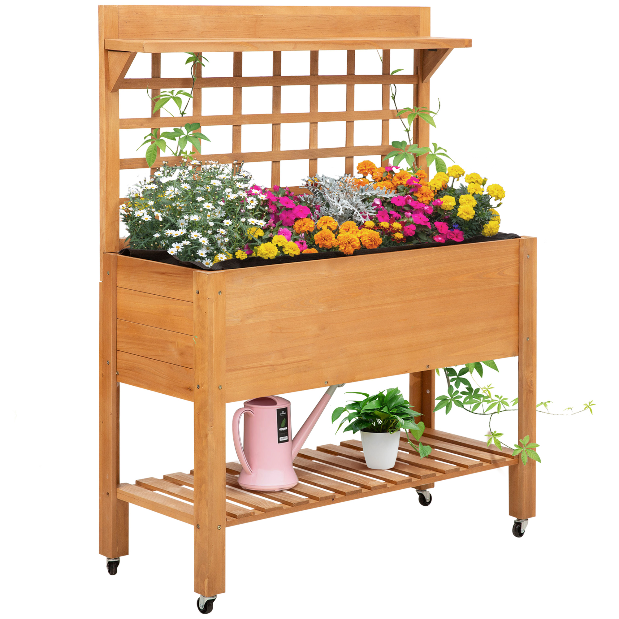 Outsunny Hochbeet Pflanztisch Blumentisch 105 x 40 x 135 cm aus Tanne, Arbeitstisch für Garten & Balkon, Gärtnertisch   Aosom.de