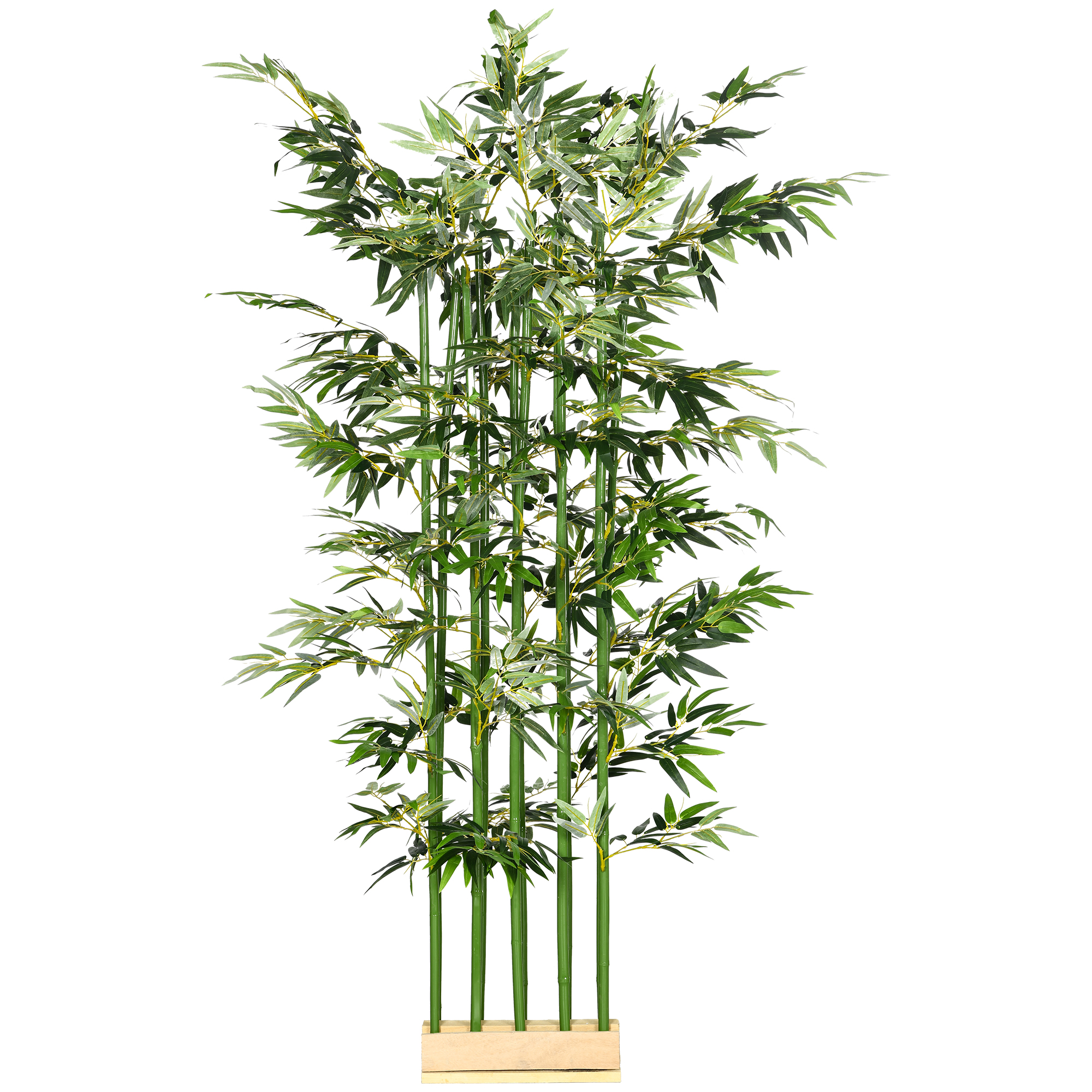 HOMCOM Künstlicher Bambus, 180 cm Kunstpflanze im Kiefernholztopf, Zimmerpflanze, künstliche Pflanzen für Indoor, Outdoor, Dekopflanzen, Grün Aosom