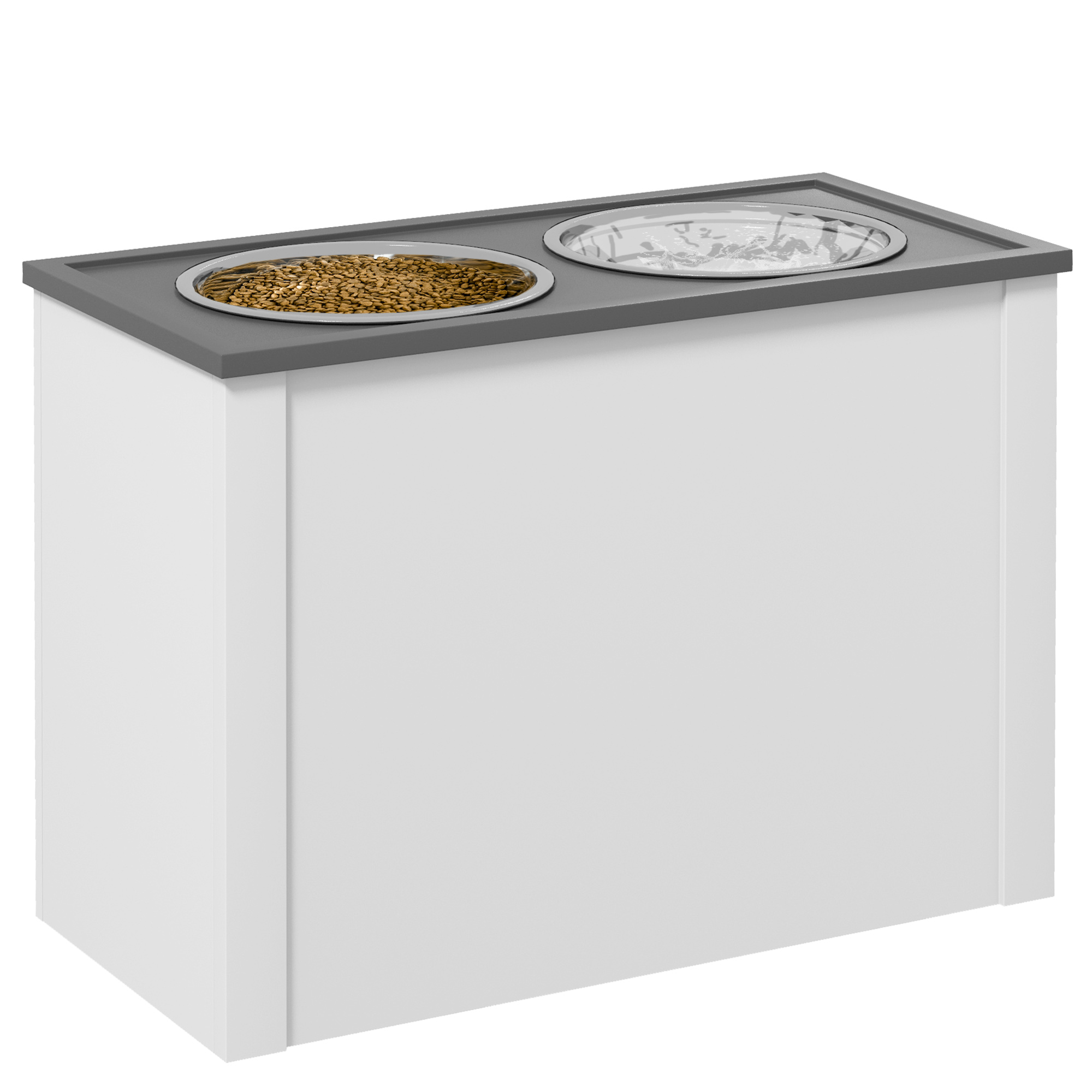 PawHut Hundenapf, Hunde Futterstation mit Stauraum, Wassernapf, Napfständer mit 2 L Edelstahlschüsseln, Hundenapfständer, Fressnapf für Große Hunde, Weiß   Aosom