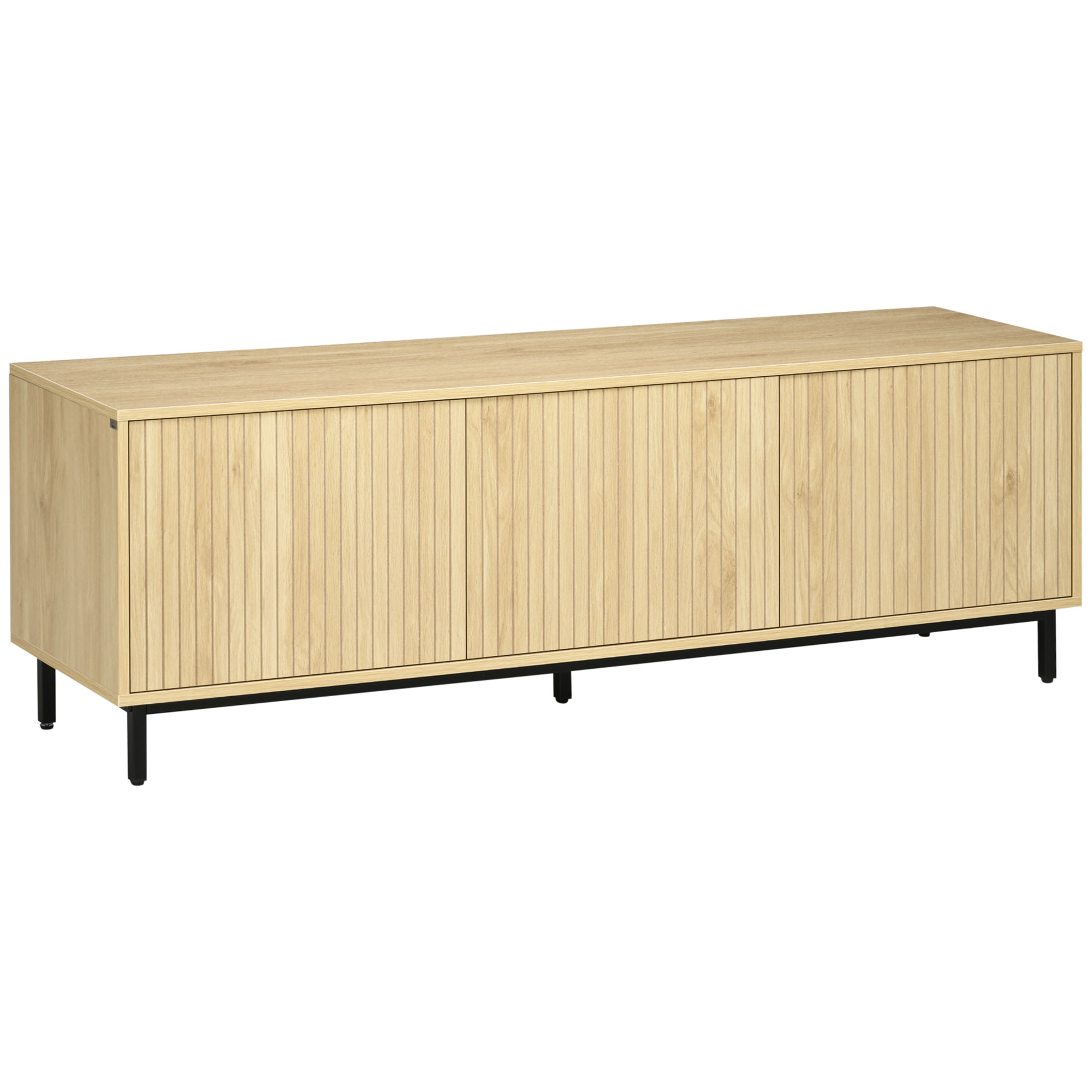 HOMCOM TV-Schrank, Fernsehschrank mit 3 Schrankfächern, Fernsehtisch mit Kabelöffnung, TV Lowboard für Fernseher bis zu 65 Zoll, für Wohnzimmer, Natur 150 x 40 x 51 cm   Aosom