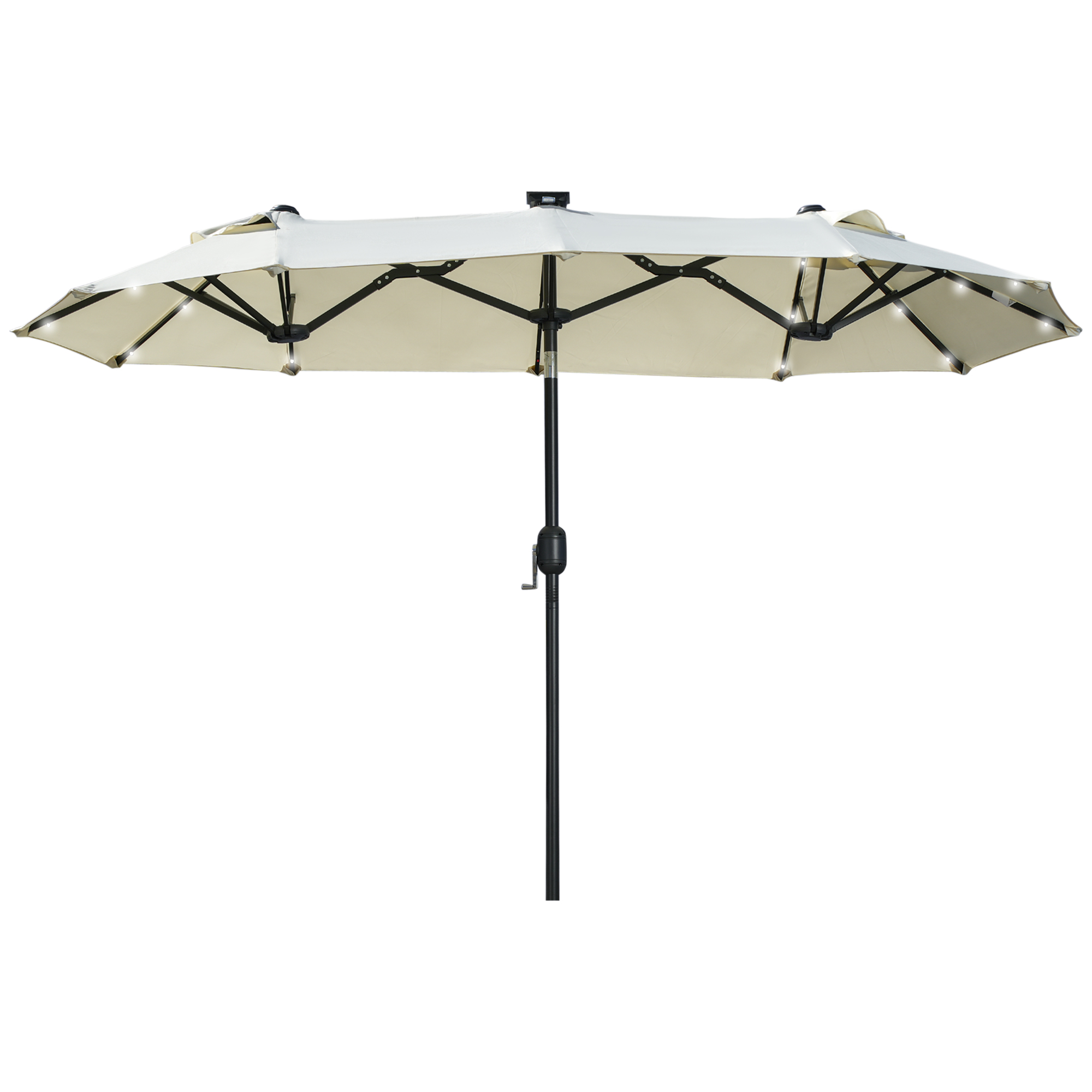 Outsunny Sonnenschirm 295 x 219cm Doppelsonnenschirm mit LED, verstellbarem Neigungswinkel, Gartenschirm für Terrasse & Pool, Polyester & Stahl, Beige   Aosom.de
