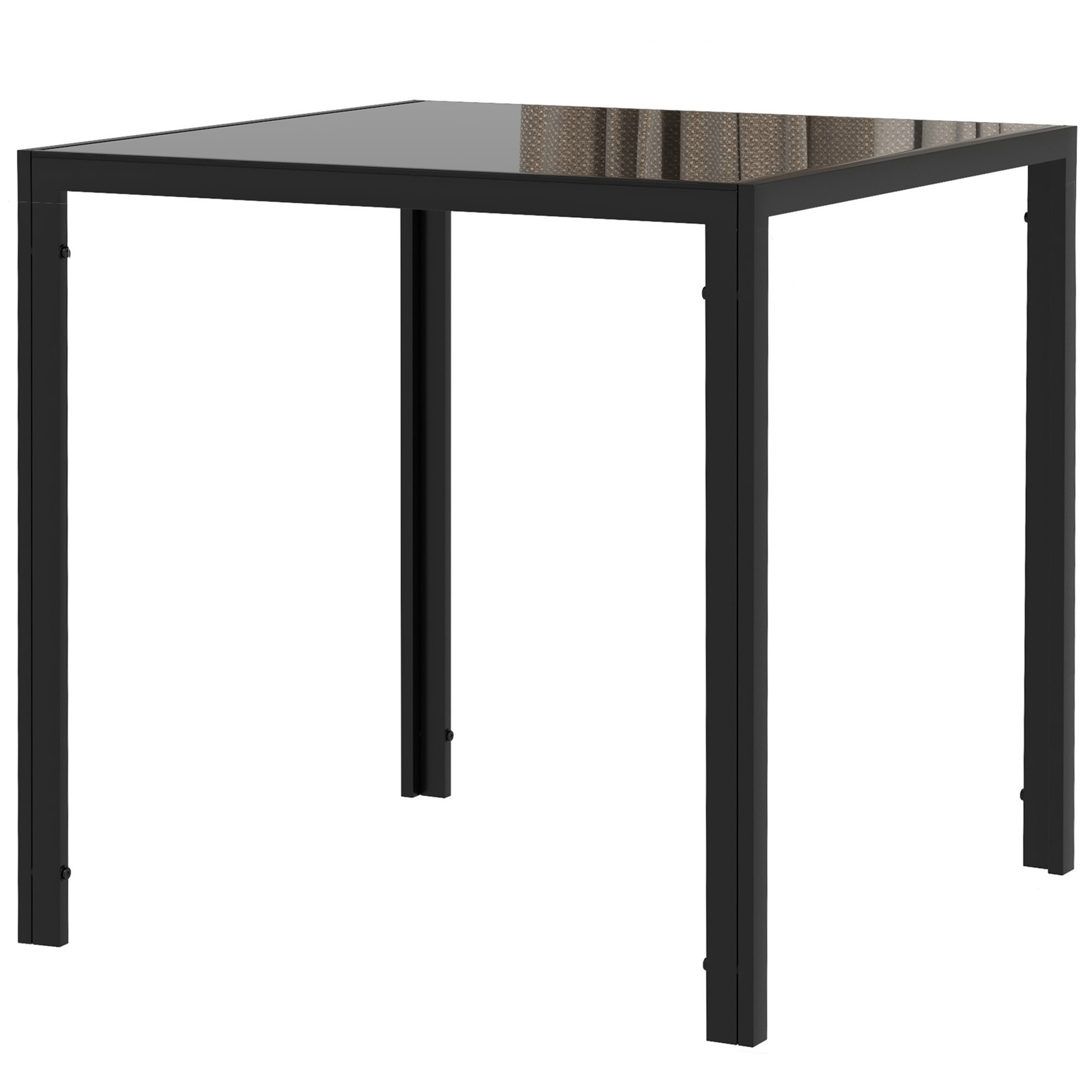 HOMCOM Esstisch Quadratischer Küchentisch für 4 Personen, Esszimmertisch aus Hartglas, bis 80 kg belastbar, für Küche, Esszimmer, 75 x 75 x 75 cm, Schwarz Aosom