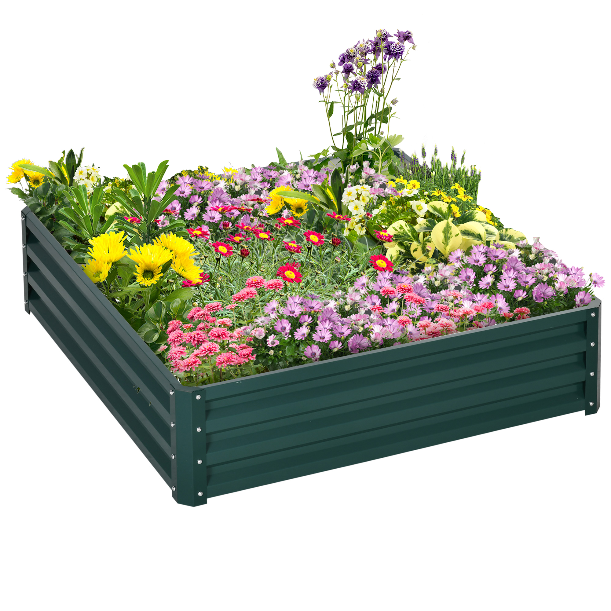 Outsunny Hochbeet aus Stahl Blumenkasten 120x120x30cm für Garten Terrasse Balkon Gemüsebeet in Grün   Aosom.de