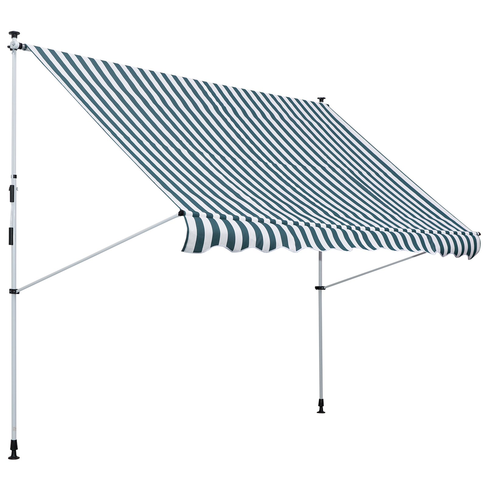 Outsunny Gelenkarmmarkise Klemmmarkise 300x150cm höhenverstellbar mit Handkurbel für Balkon wetterfest wasserdicht Alu Grün Sonnenschutz   Aosom.de