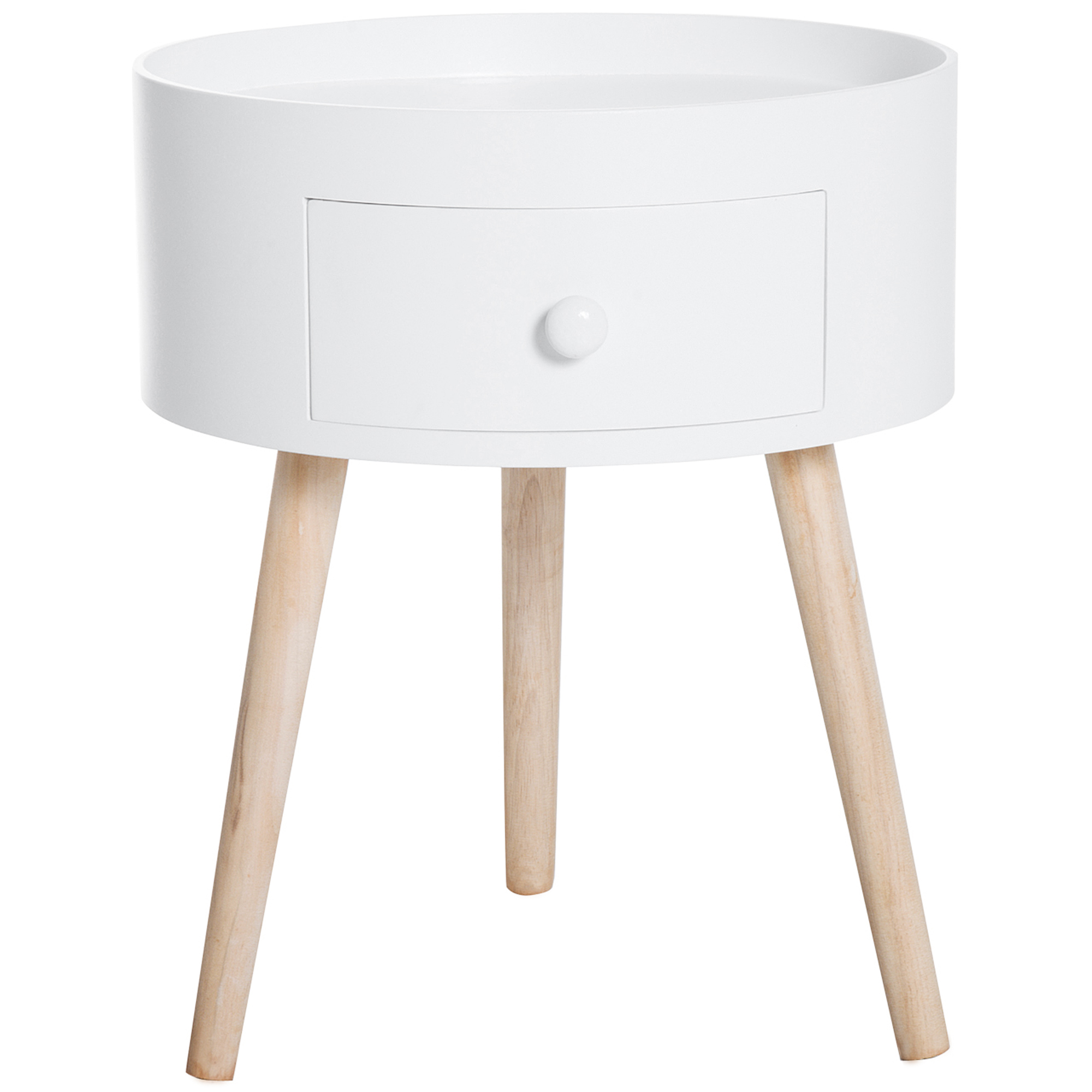 HOMCOM Couchtisch mit Schublade runder Beistelltisch Kaffeetisch bis 50 kg belastbar 38x38x45cm in Weiß für Wohnzimmer & Schlafzimmer Aosom.de