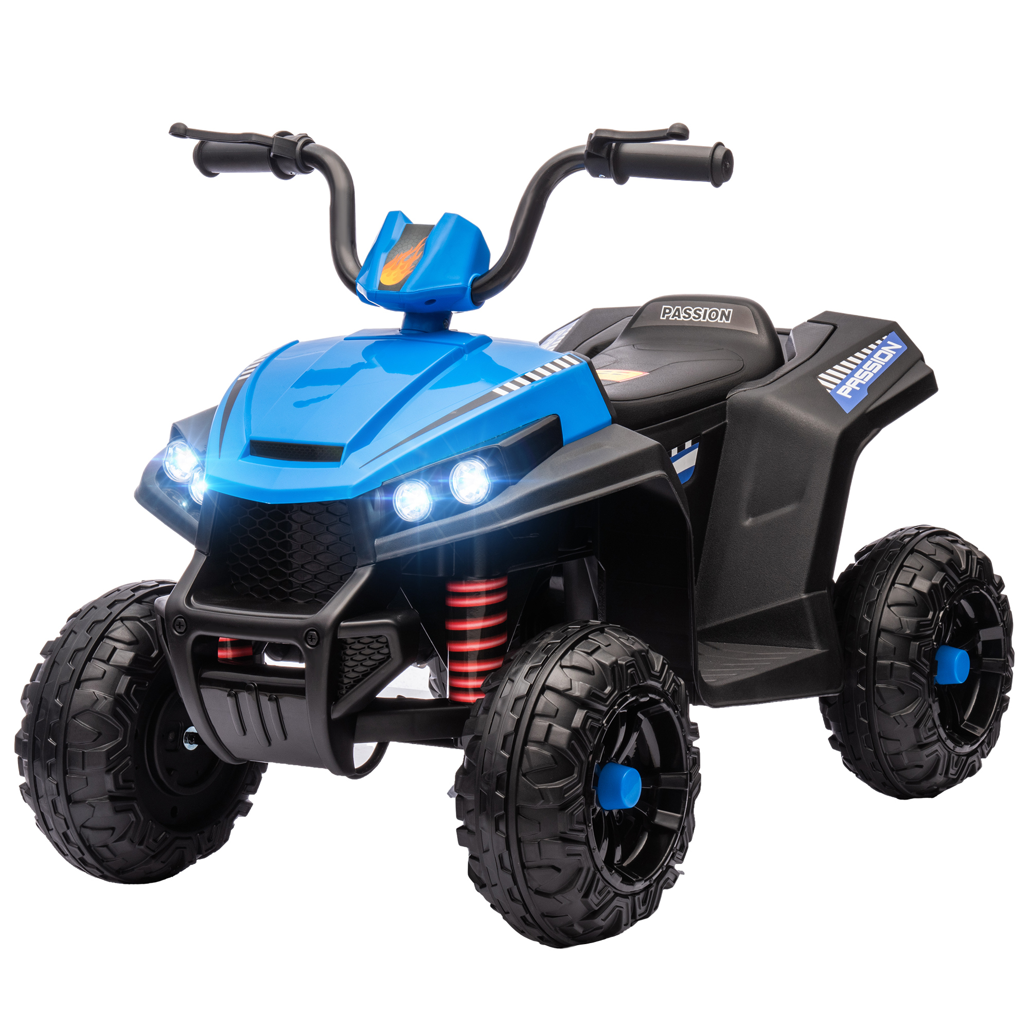 AIYAPLAY Elektro Quad für Kinder 12V Kinderquad mit 4-Rad-Federung, MP3-Musikplayer, Kinderfahrzeug mit Scheinwerfer, Vorwärts- und Rückwärtsgang, für 3-5 Jahre Kinder, 5 km/h, Metall, Blau Aosom
