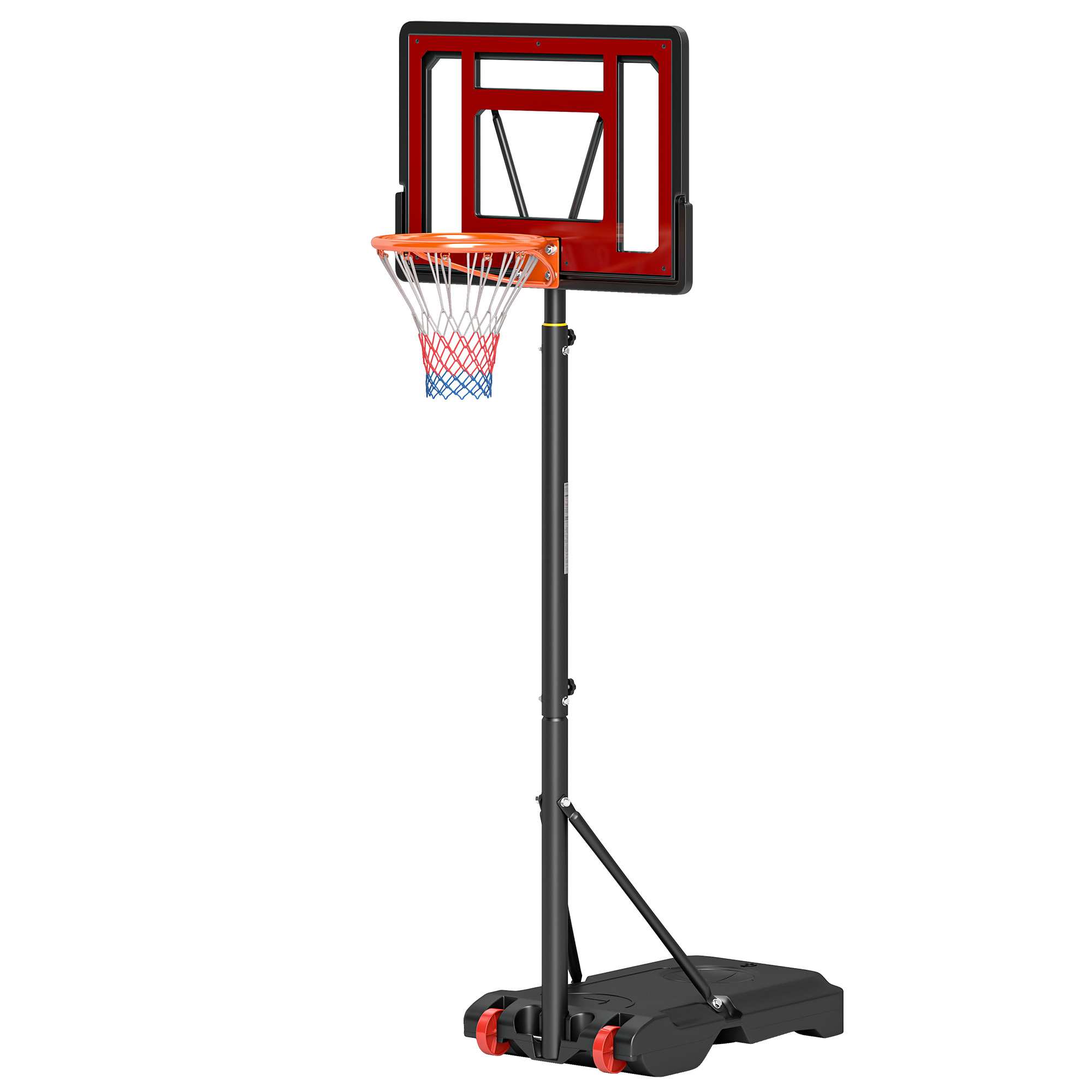 HOMCOM Basketballständer Outdoor mit Rollen, 160-210 cm höhenverstellbar Basketballkorb mit Ständer, 83x59cm Rückwand, für Jugendliche im Hinterhöfen, Gärten, Garagen   Aosom