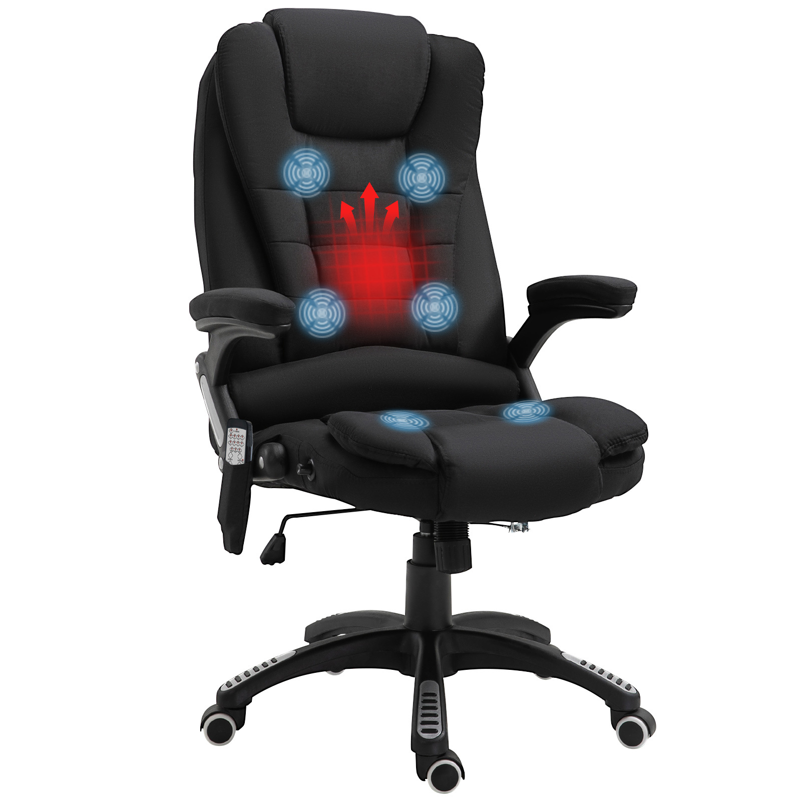 Vinsetto Bürostuhl Gamingstuhl Massagefunktion höhenverstellbar Schwarz 67x74x116-126cm   Aosom