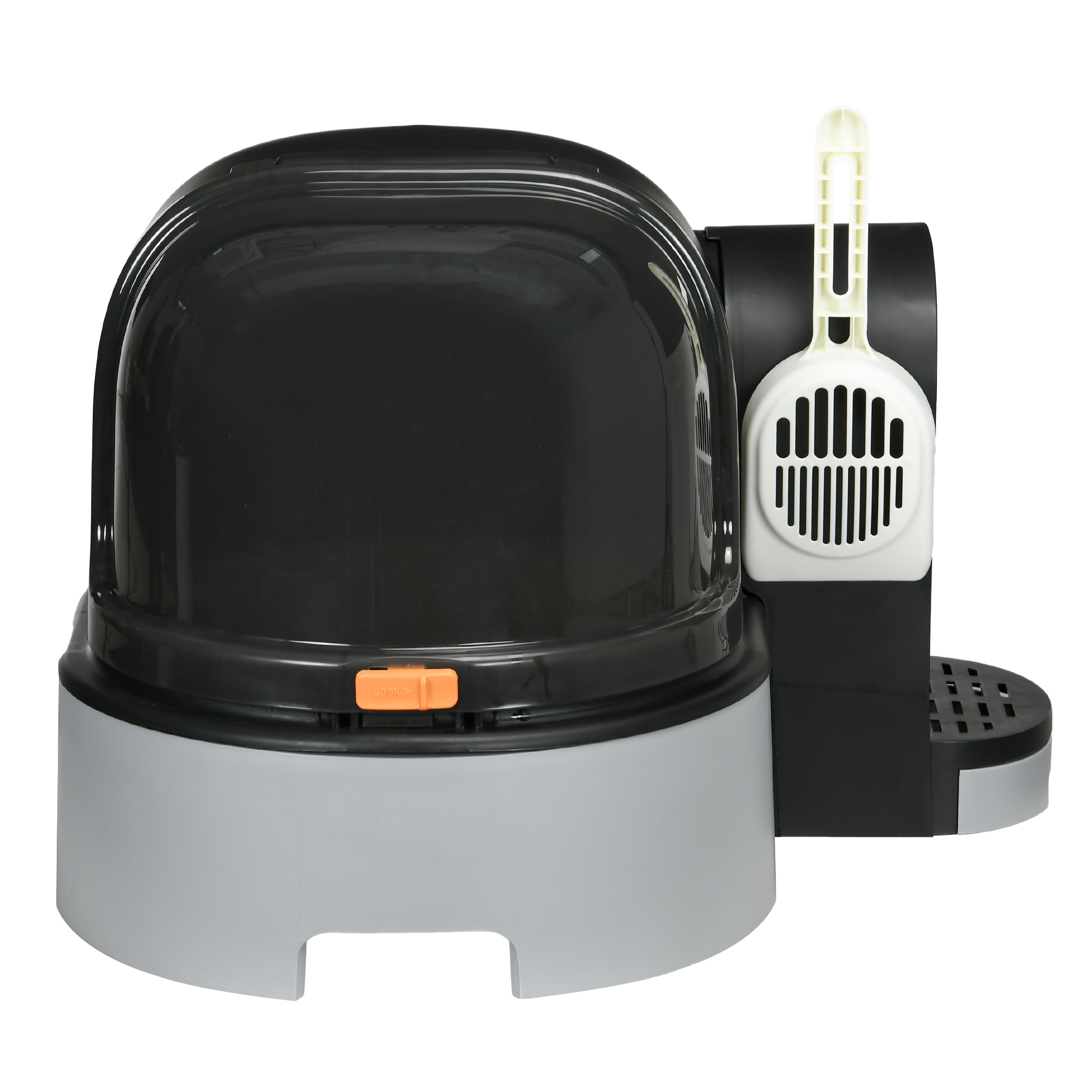 PawHut Katzenhaus Katzentoilette mit 2 herausziehbaren Bodenwannen und Haube, Schaufel für Katzen bis 4kg, grau 52x60x42cm   Aosom.de