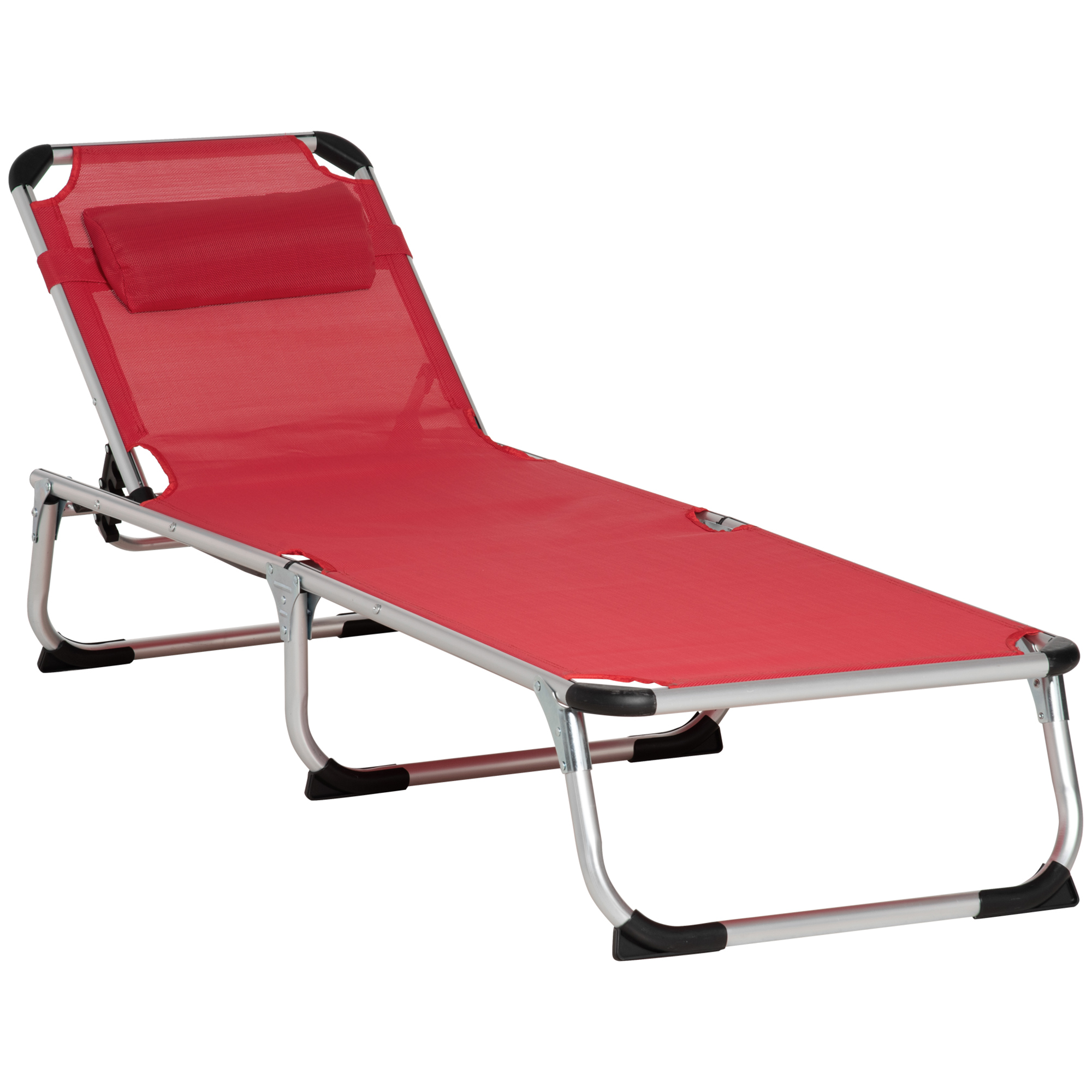 Outsunny Sonnenliege Gartenliege 5-fach verstellbar faltbar ergonomisch mit Netzstoff Rot 165 x 60 x 76 cm für entspannte Stunden im Freien   Aosom.de