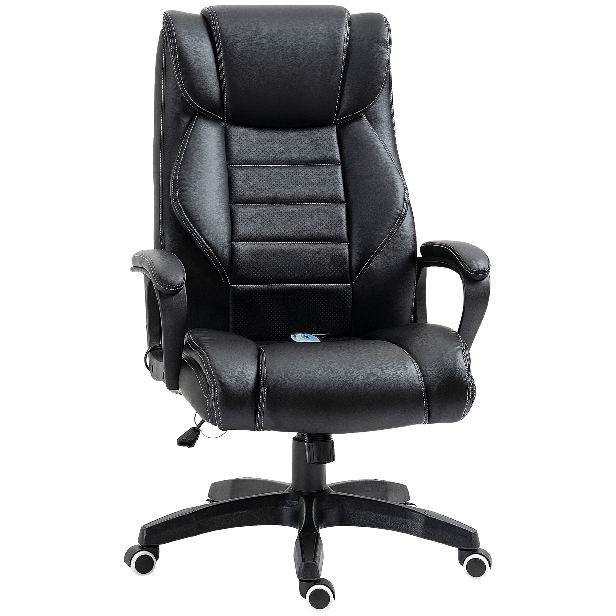 Vinsetto Massage Bürostuhl Leder, ergonomischer höhenverstellbarer Drehstuhl, Computerstuhl in Schwarz für Büro & Homeoffice   Aosom.de