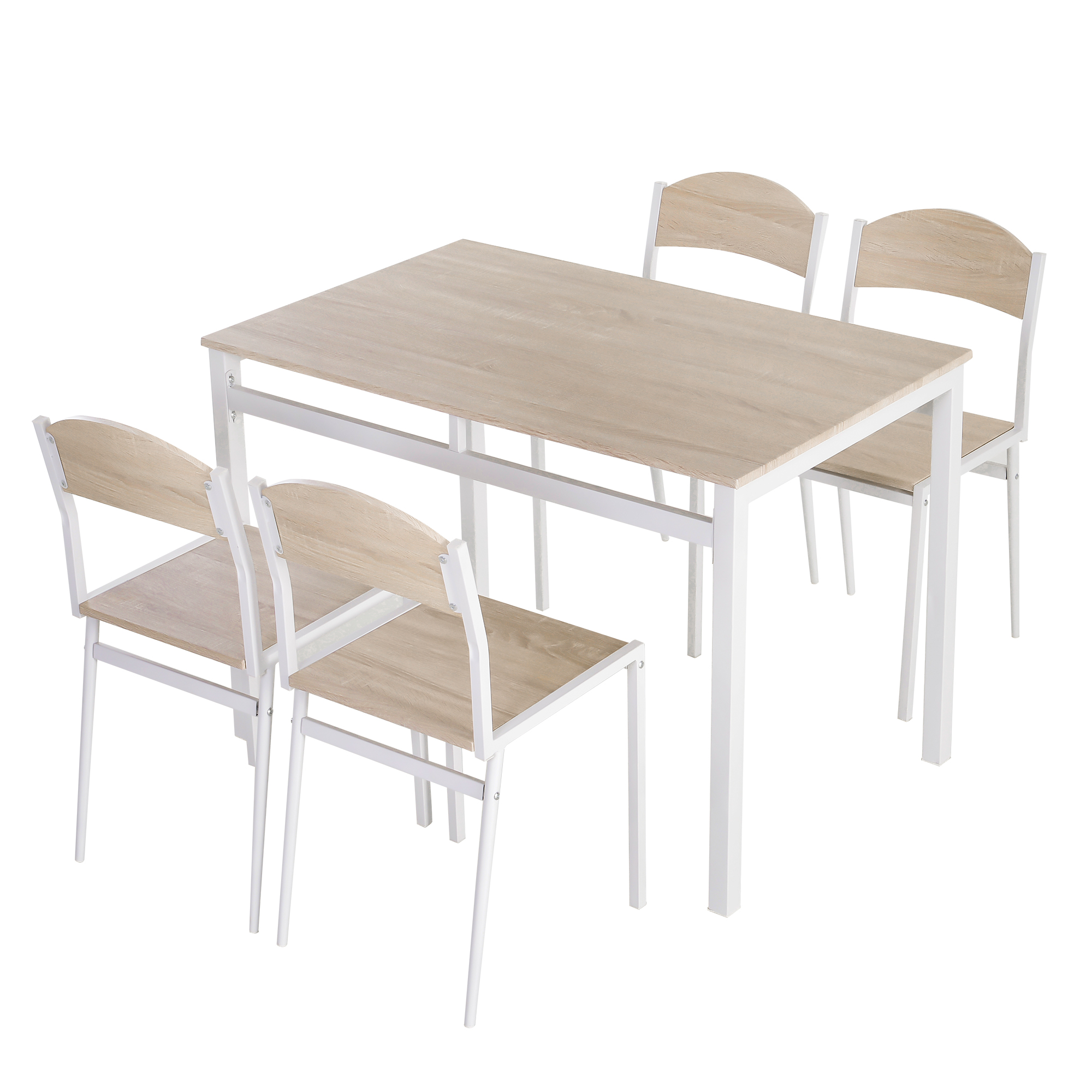 HOMCOM Essgruppe 5-teilig Esstisch Set 1 Tisch & 4 Stühle, modernes Esszimmer Möbel Set aus MDF & Metall, Grau & Weiß Aosom