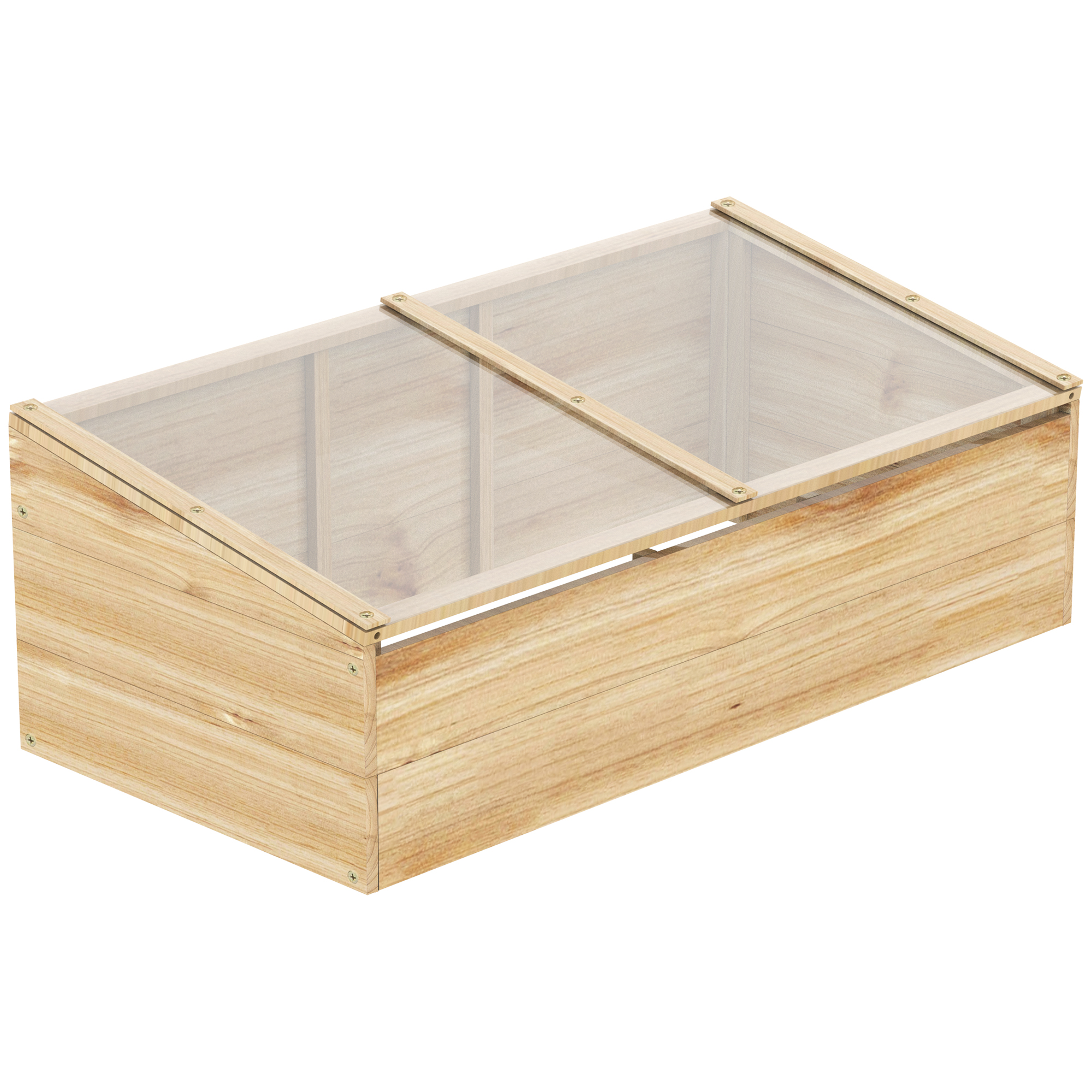Outsunny Gewächshaus  Holz Frühbeetkasten, Treibhaus & Garten Pflanzkasten-System, 100x50x35 cm, Natur, Tanne, PC-Platte  Aosom