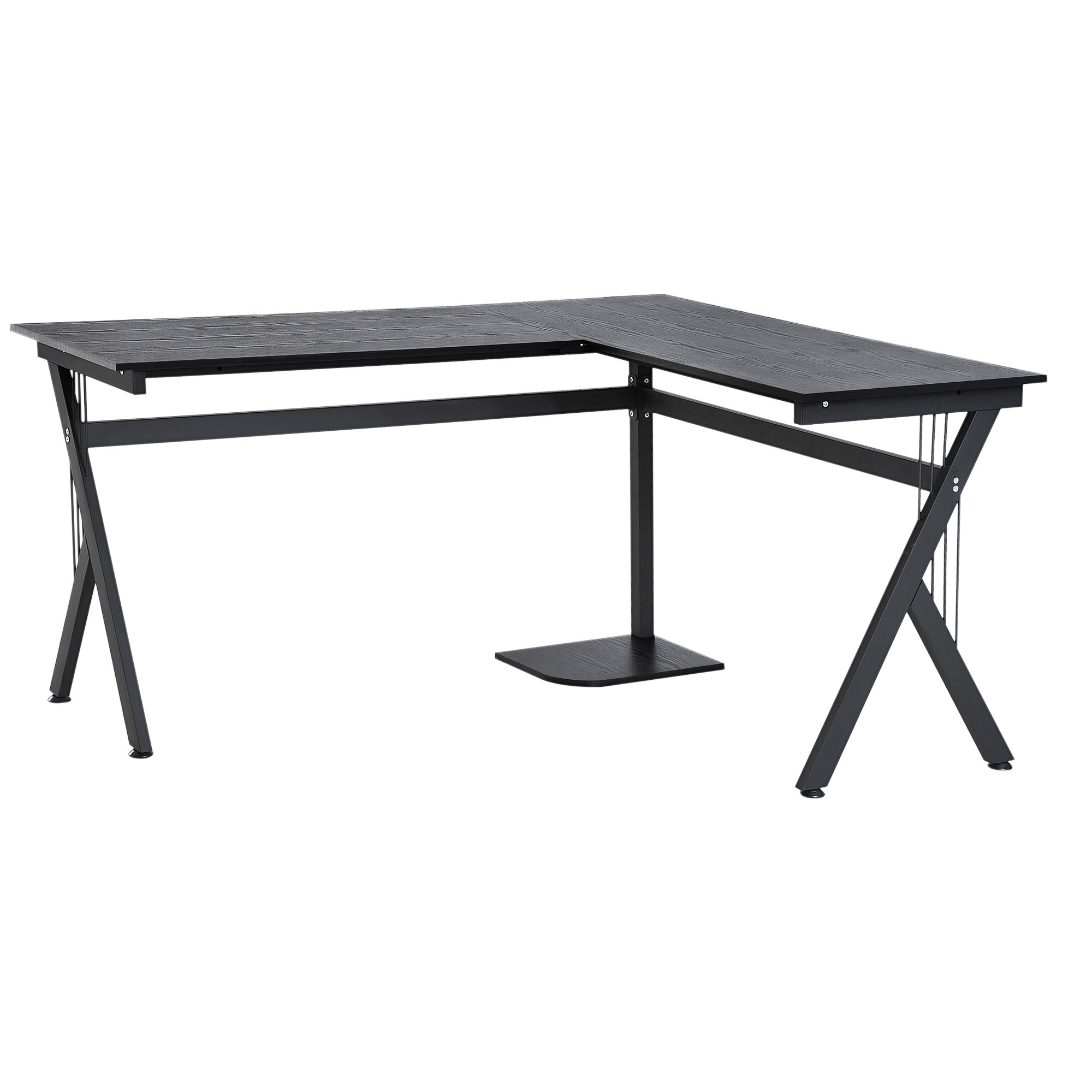 HOMCOM Computertisch Eckschreibtisch L-förmig 155x130x76cm schwarz, Winkelschreibtisch für Arbeitszimmer & Home Office   Aosom.de