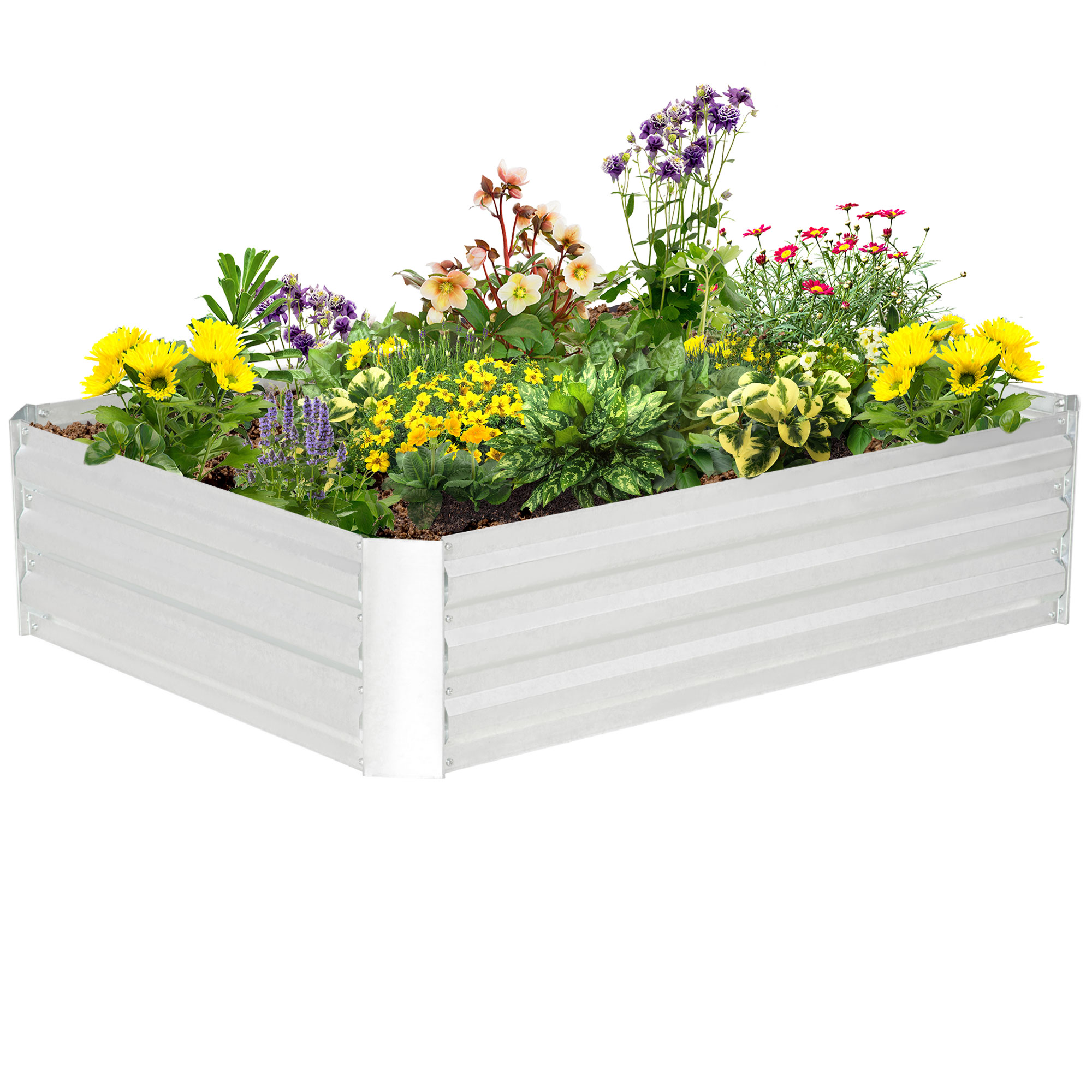 Outsunny Hochbeet aus verzinktem Stahl 120 x 90 x 30 cm Gartenbeet Pflanzkasten Silber für Blumen & Gemüse   Aosom.de
