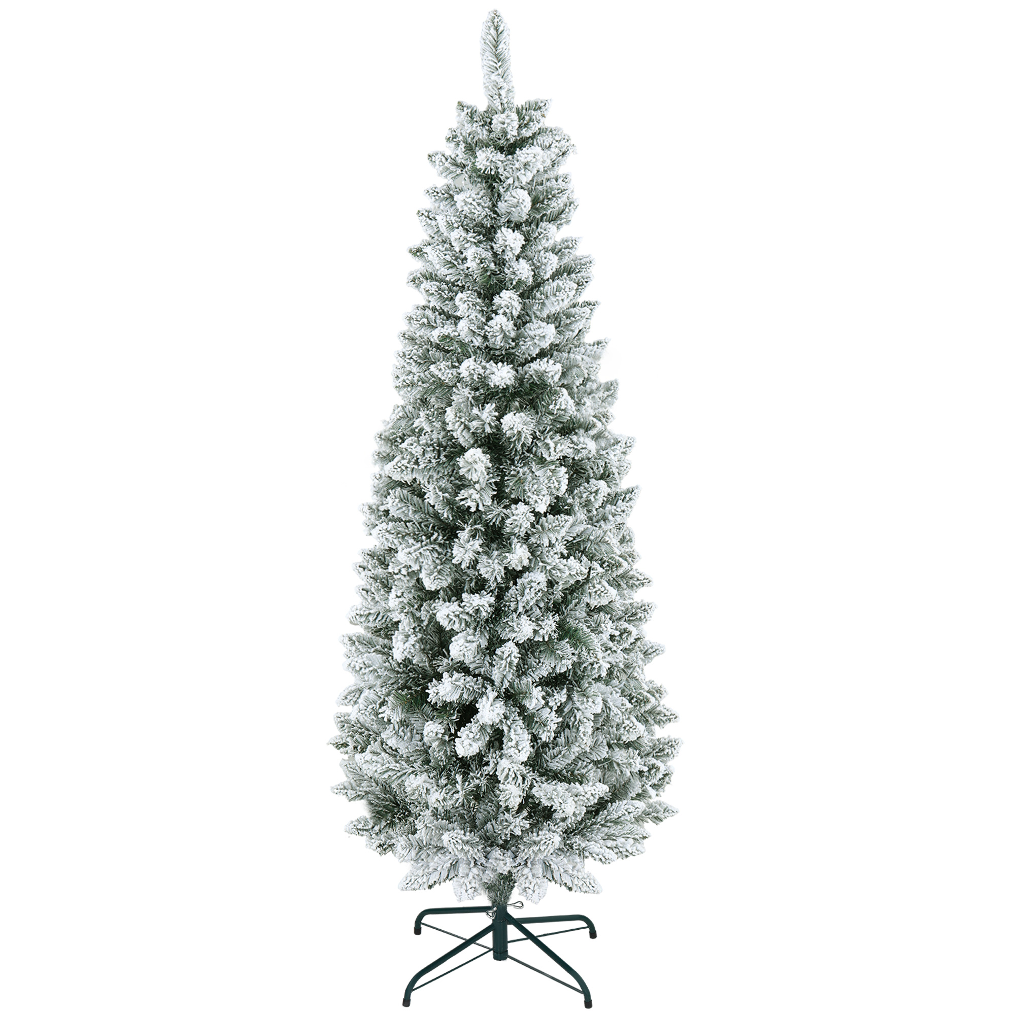 HOMCOM Künstlicher Weihnachtsbaum 180 cm mit 479 Spitzen und Kunstschnee klappbar mit Metallständer für festliche Weihnachtsdeko Grün Aosom.de