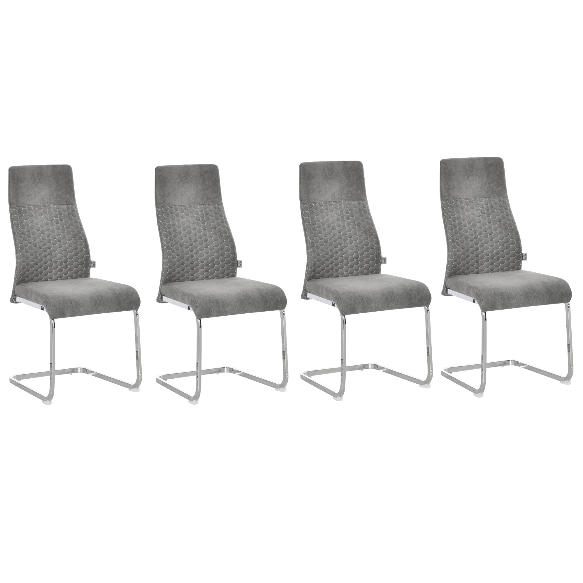 HOMCOM Esszimmerstühle 4er-Set Küchenstühle mit Rückenlehne Velvet-Touch grau Stahlgestell 45x61x98cm für modernes Esszimmer Aosom.de