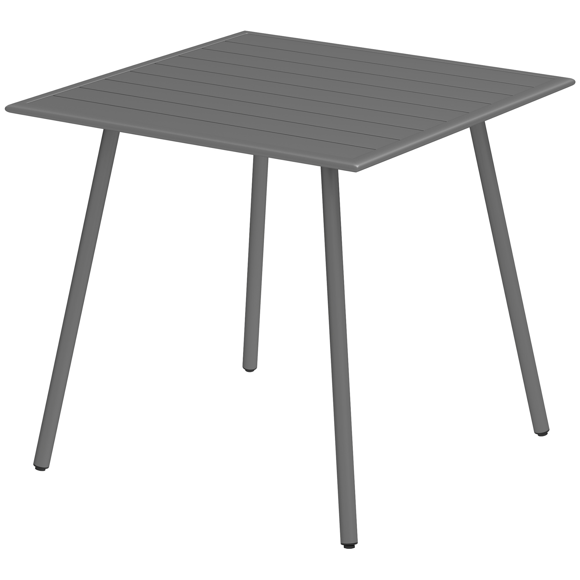 Outsunny Gartentisch Stahl 80 x 80 x 74 cm Wetterfest Buffettisch mit Stahlrahmen, rutschfest Campingtisch 4 Personen Balkontisch Terrassentisch Outdoor Esstisch für Garten, Terrasse, Balkon, Grau   Aosom