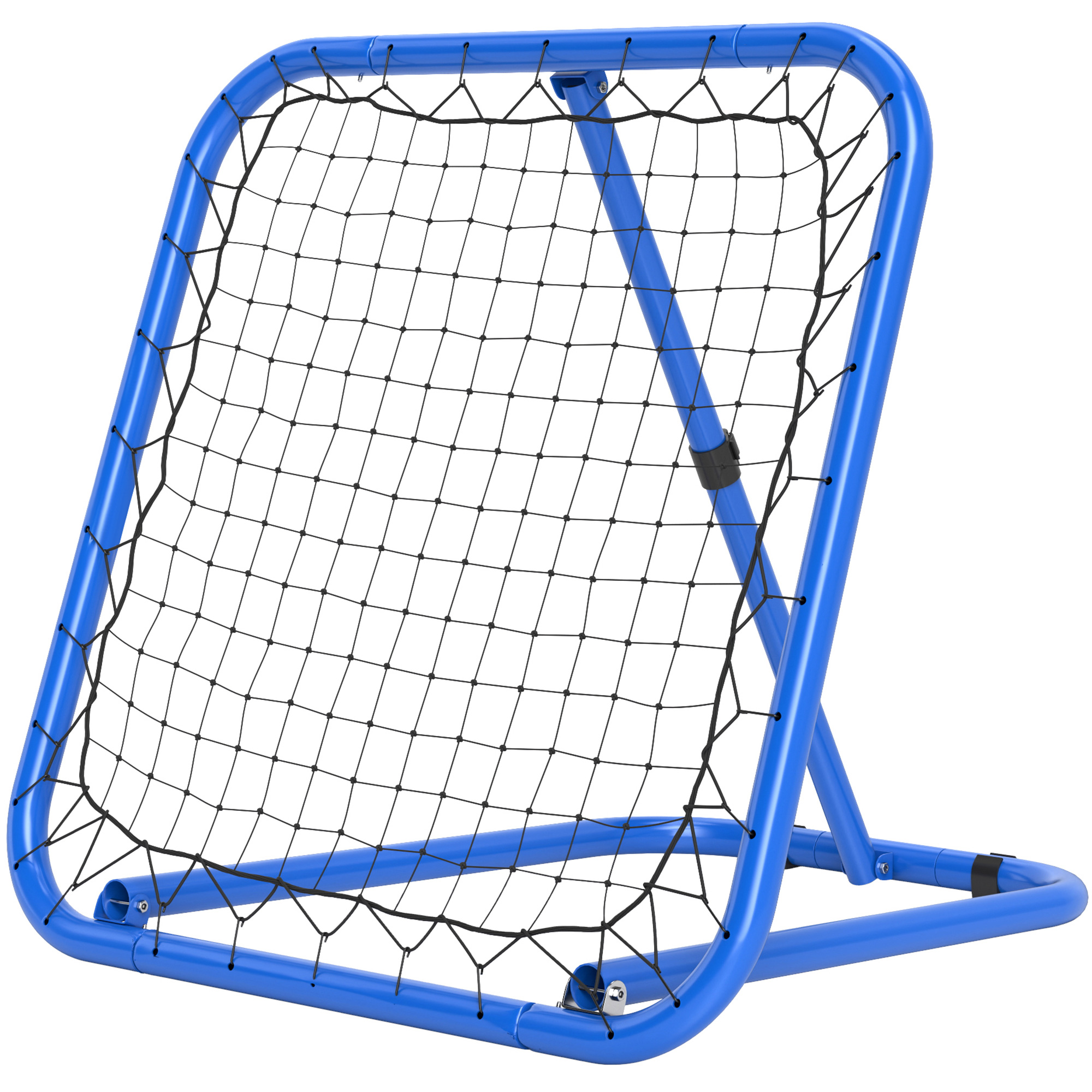 HOMCOM Rebounder für Fußball, klappbar Fußball Rebounder 63 x 63 cm Verstellbar Fußballtor Kicker für Baseball Basketball, Metall, Blau Aosom
