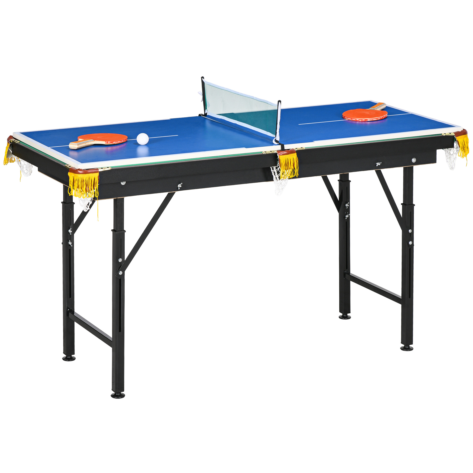 SPORTNOW Multigame Spieletisch 2in1 Multifunktionstisch Tischtennis Billard für Kinder & Erwachsene, Stahl 140x63x60-80cm, grün   Aosom.de