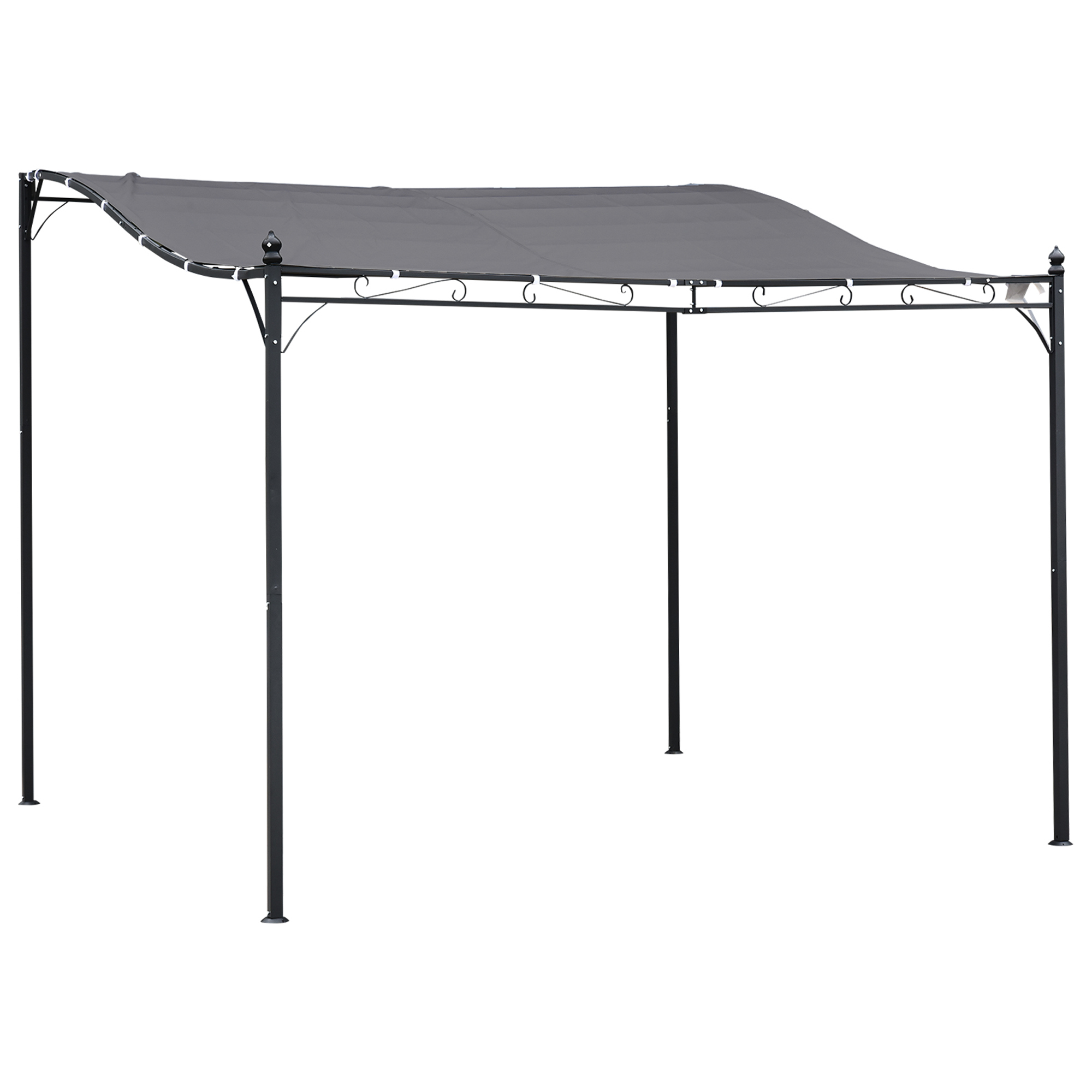 Outsunny Pergola Gartenpavillon Überdachung Zelt Metall grau 297x297cm für Garten Terrasse Balkon Aosom.de