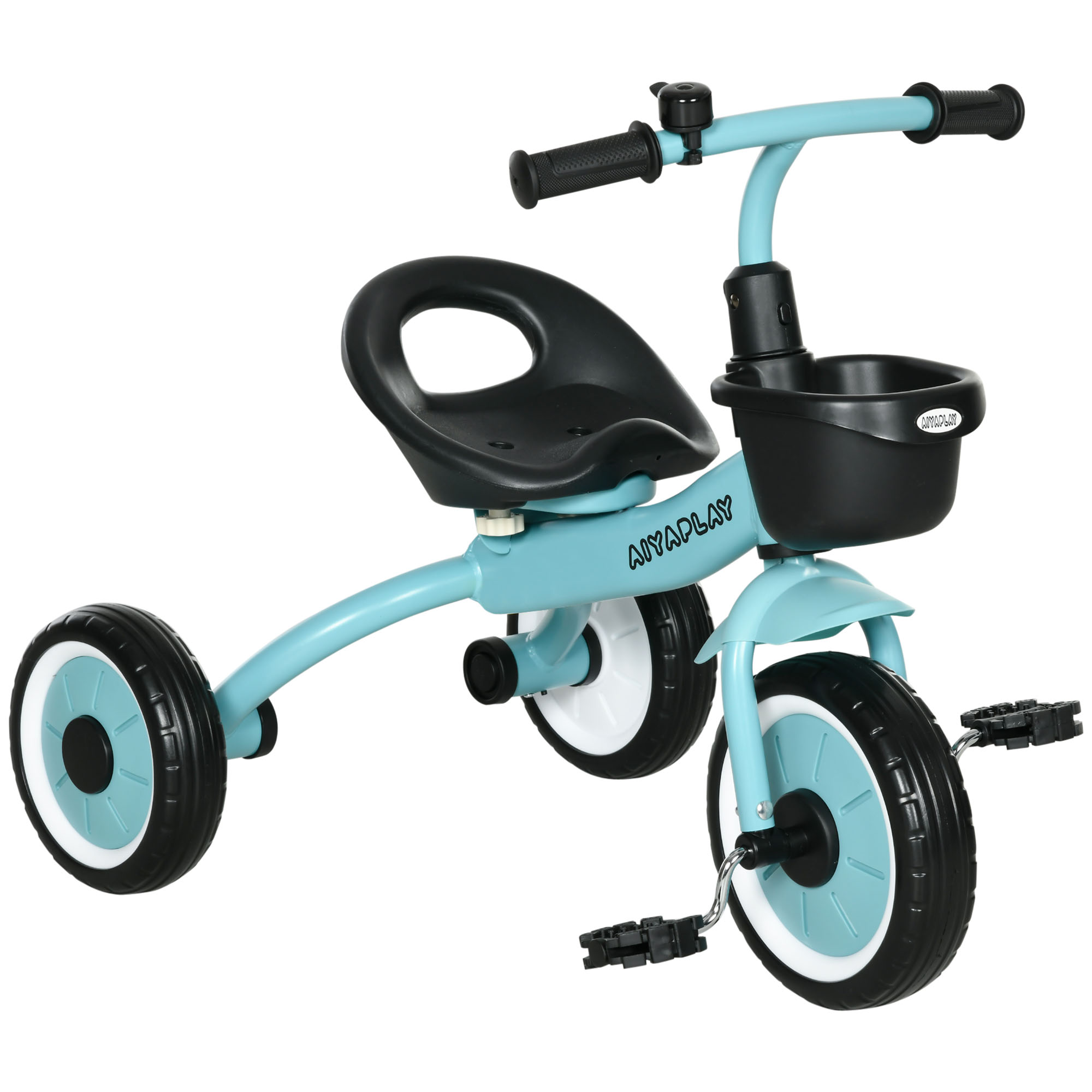 AIYAPLAY Dreirad Kinderfahrrad mit verstellbarem Sitz, Laufrad mit Korb & Klingel, Pedalen für 2-5 Jahre, stabil & sicher   Aosom.de