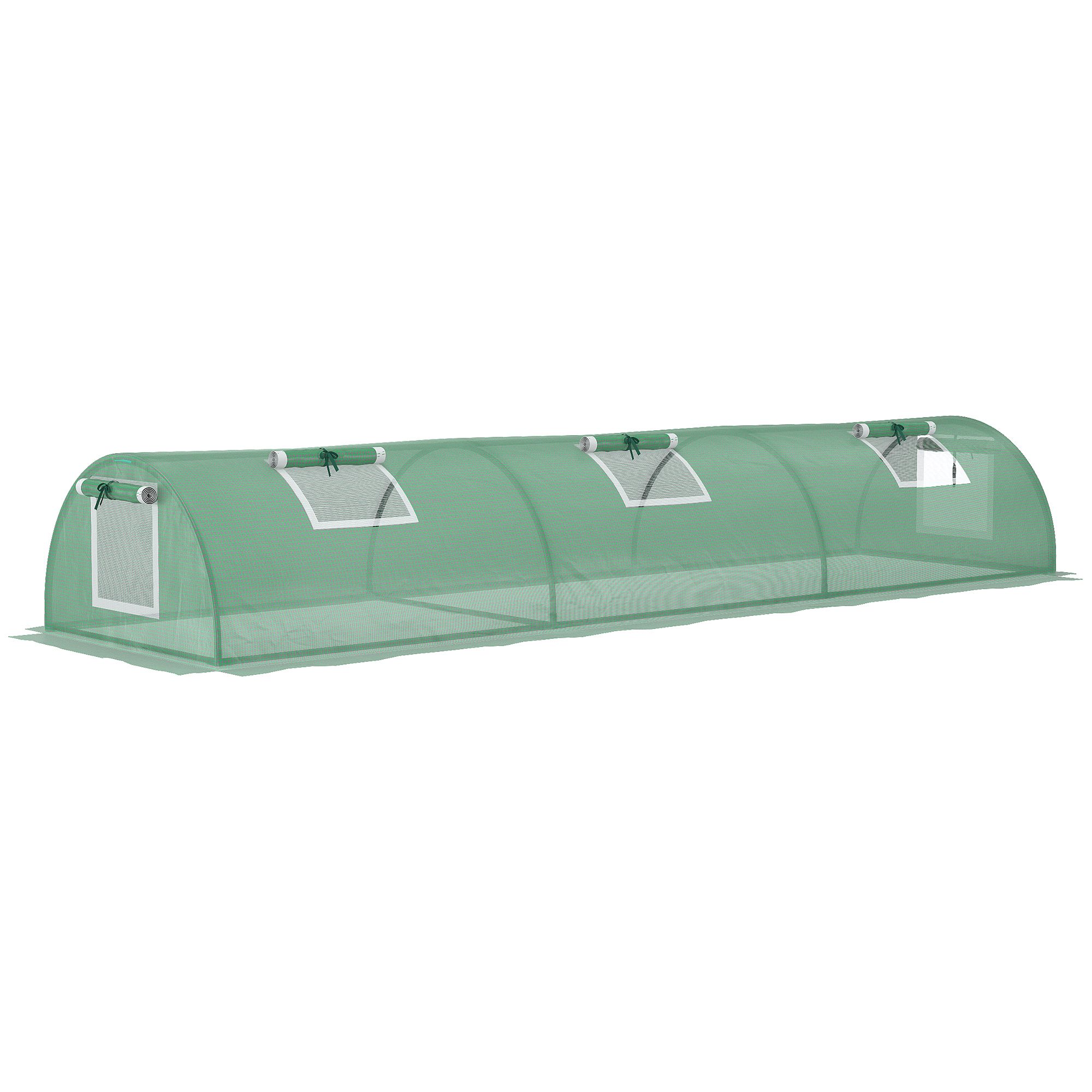 Outsunny Foliengewächshaus Mini Tunnelgewächshaus 300x80x45cm mit UV-beständiger PE Folie und Mesh Fenster in Grün für Pflanzenzucht   Aosom.de