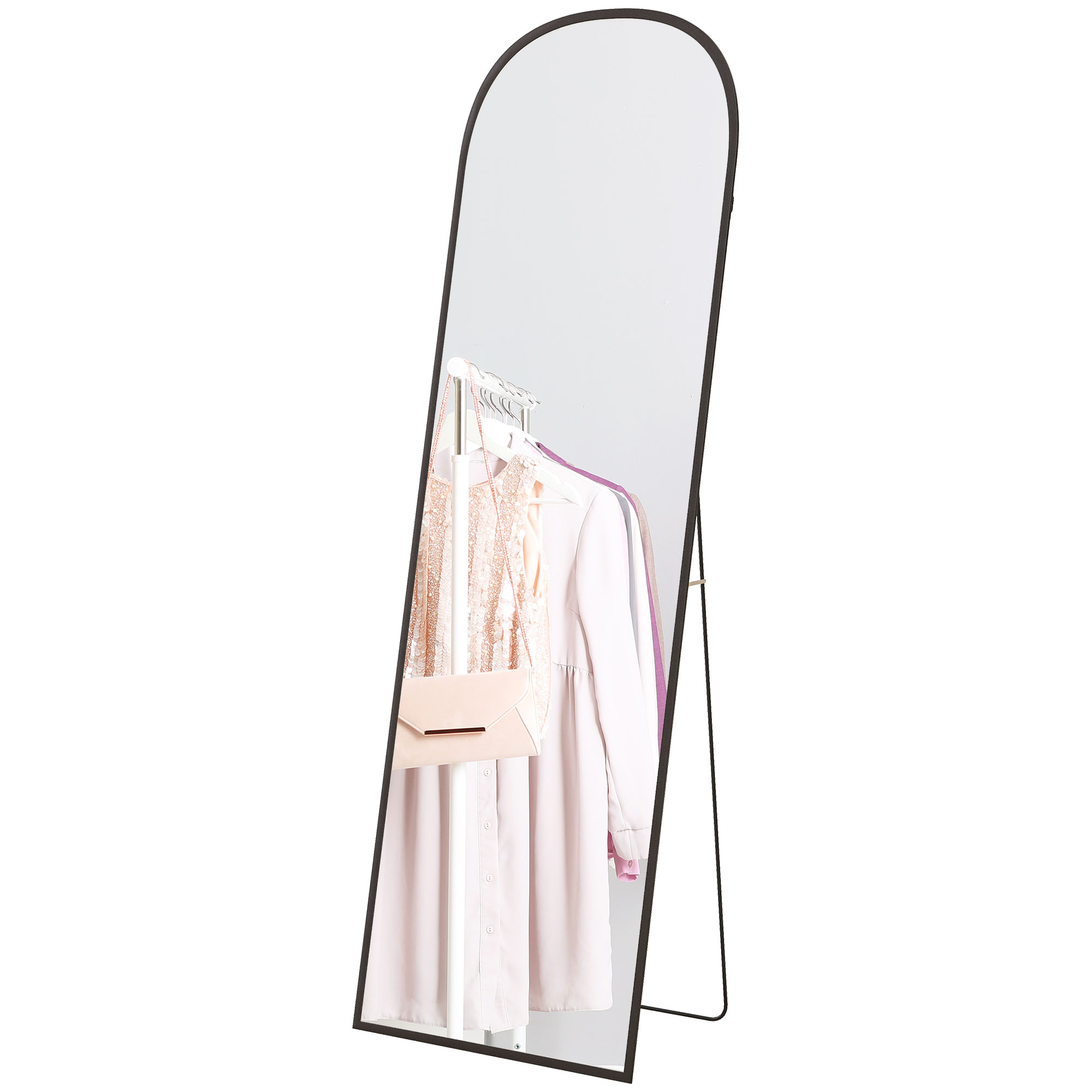 HOMCOM Ganzkörperspiegel 1615 x 50 cm Standspiegel mit Aluminiumlegierungsrahmen für Wohnzimmer Schlafzimmer Schwarz Aosom.de