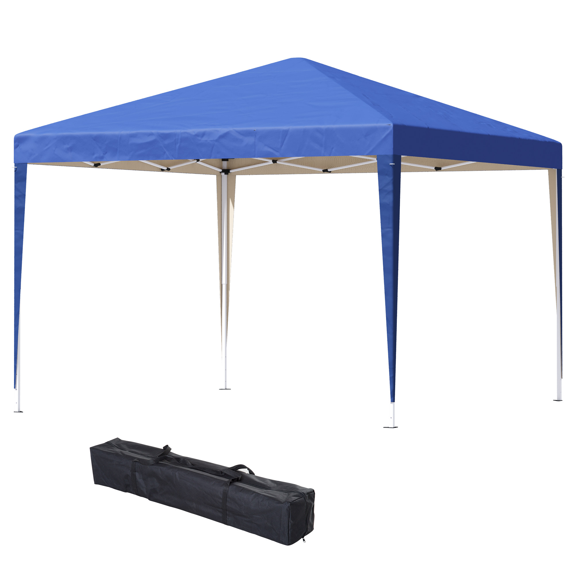 Outsunny Pavillon ca. 3x3m, wasserabweisend Stabil Winterfest Pop-up Faltpavillon, UV Schutz, Faltbar Partyzelt Gartenzelt mit Tasche, Gartenpavillon für Camping Garten, Blau   Aosom