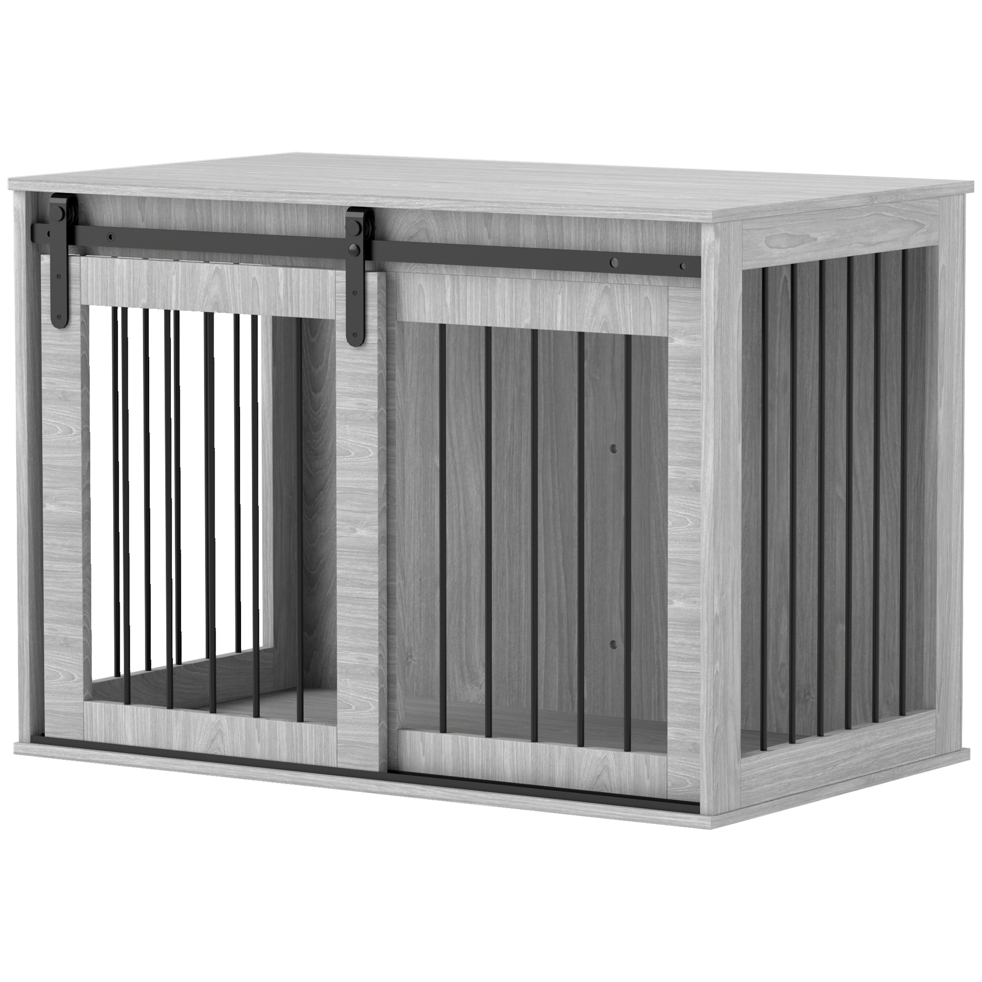 PawHut Hundekäfig für Zuhause, 98 x 58 x 61 cm, Hundebox groß, Hundebox mit schiebetür, Grau   Aosom.de