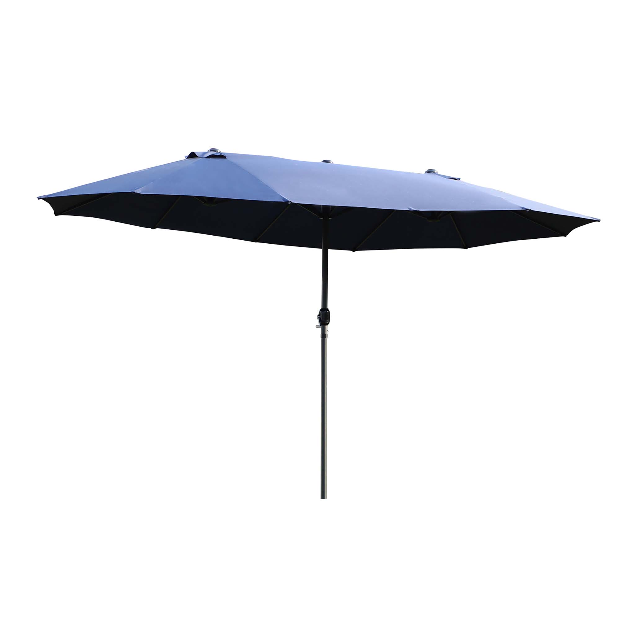Outsunny Sonnenschirm Gartenschirm Marktschirm Doppelsonnenschirm Terrassenschirm mit Handkurbel Blau Oval 460 x 270 x 240 cm   Aosom