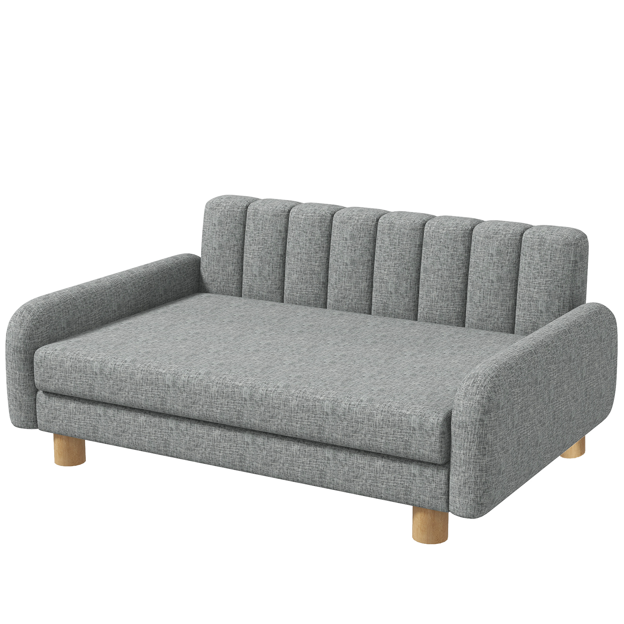 PawHut Hundebett  Bequemer erhöhter Hundesessel mit weichem Kissen, Haustiersofa für mittelgroße Hunde, Leinenimitat, Grau  Aosom