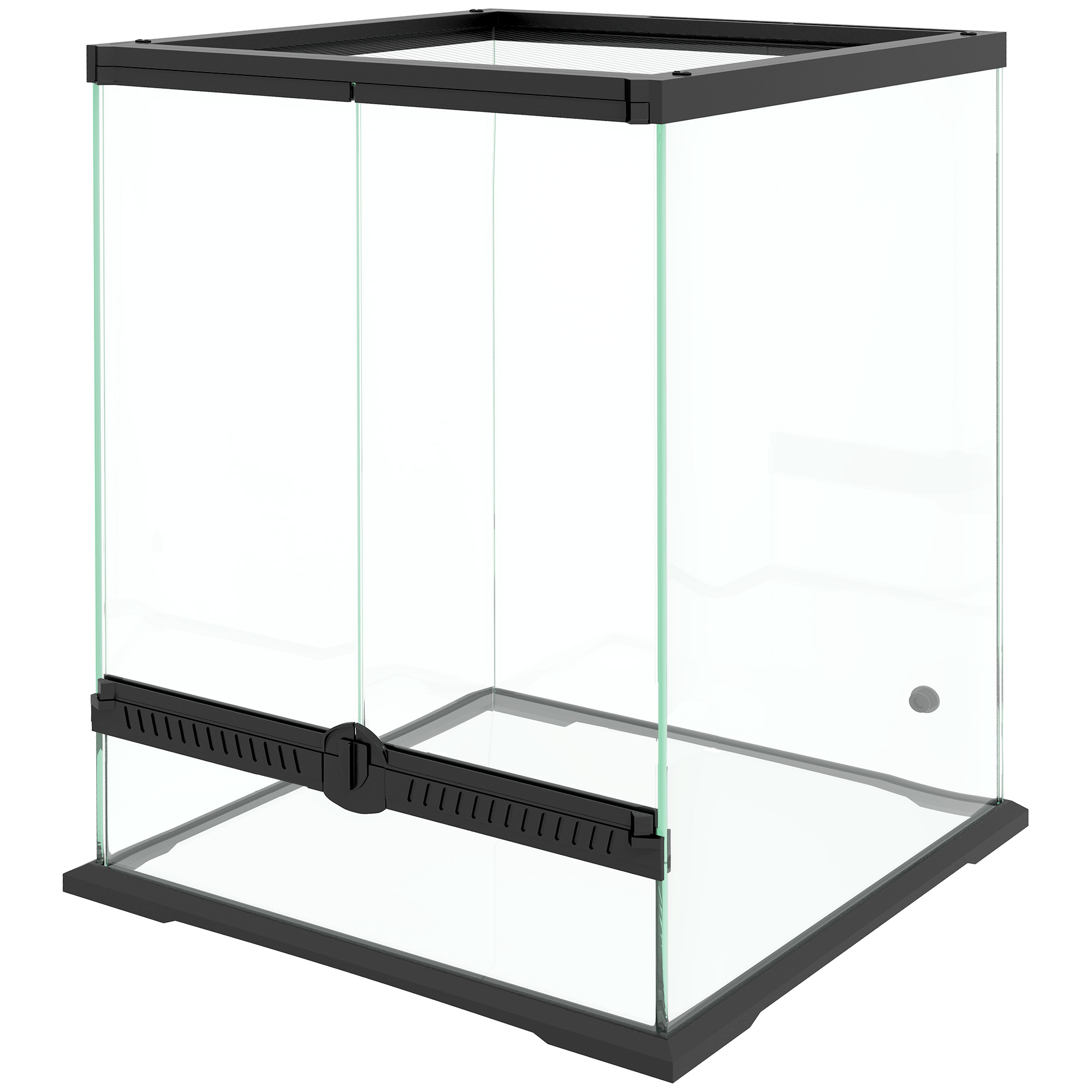 PawHut Terrarium Reptilien, 45 x 45 x 60 cm, 120L, mit Belüftungsöffnung, Entwässerungslöcher, Kabelmanagementlösung, Schloss, Metall, Schwarz   Aosom