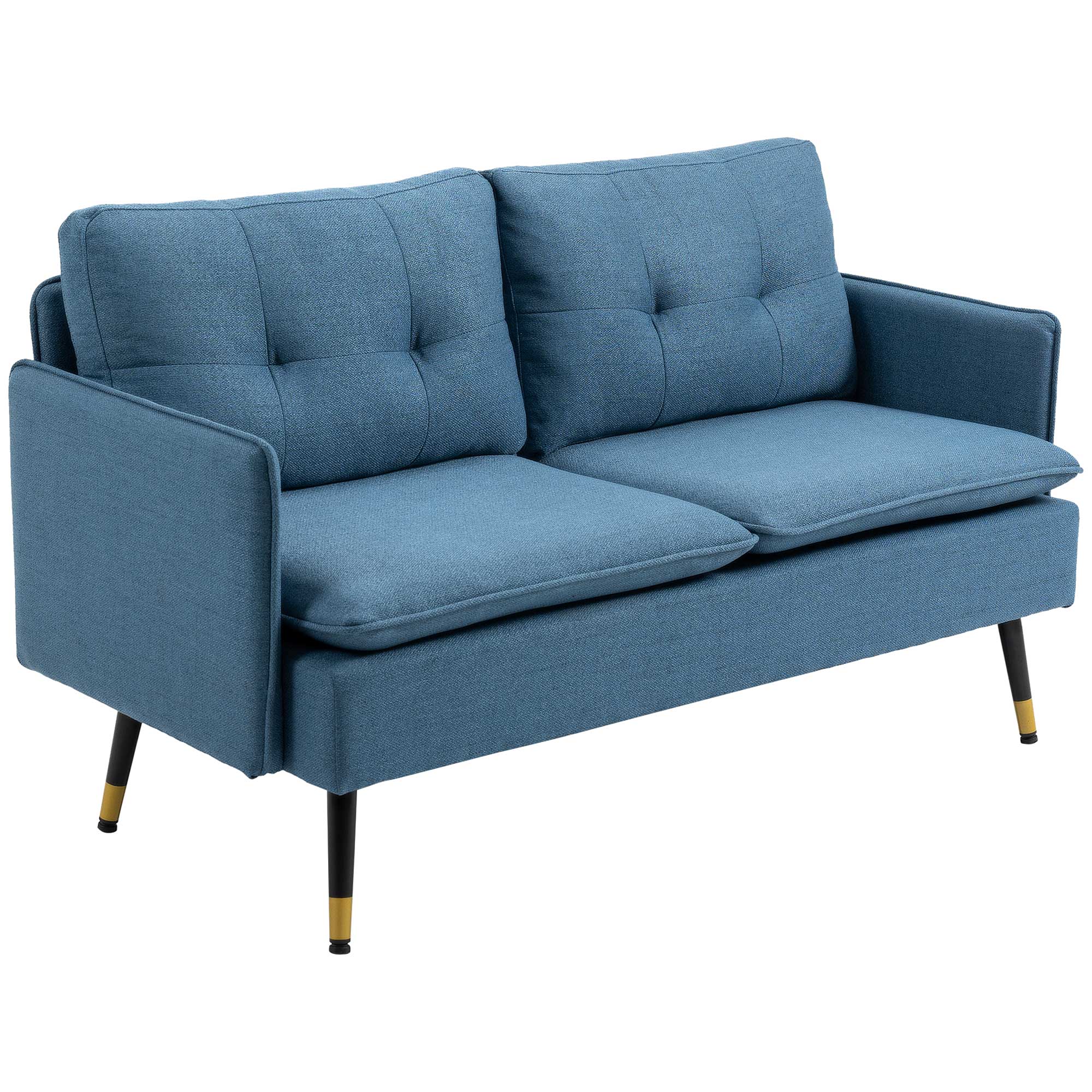 HOMCOM 2 Sitzer Sofa, Couch mit Dickem Kissen, Polstersofa mit Stahlbeine, Modernes Doppelsofa für Wohnzimmer, Schlafzimmer, Dunkelblau Aosom