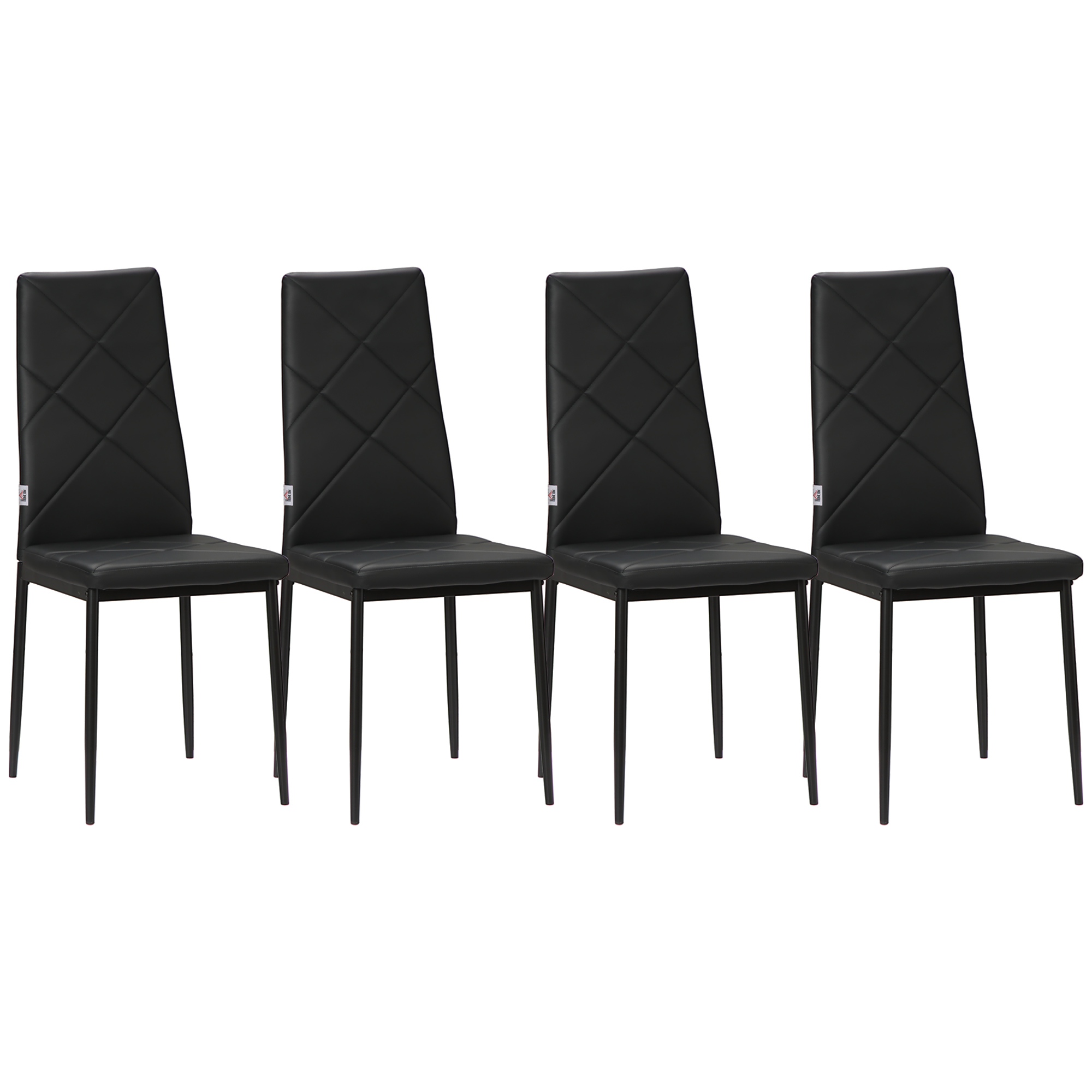 HOMCOM Esszimmerstuhl 4er Set gepolsterte Küchenstühle mit Stahlbeinen aus Kunstleder Schwarz 41x50x97cm für modernes Esszimmer   Aosom.de