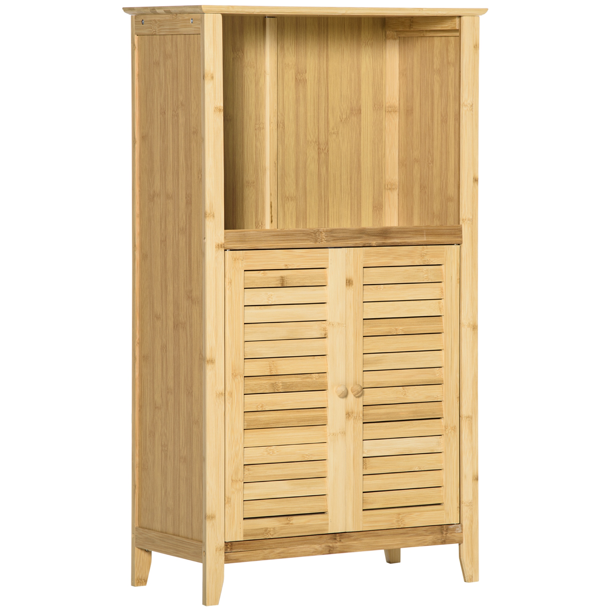 HOMCOM Badzimmerschrank Standregal aus Bambus, offenes Regal, Natur, 50x25,5x92cm, ideal für Badezimmer & Aufbewahrung Aosom.de