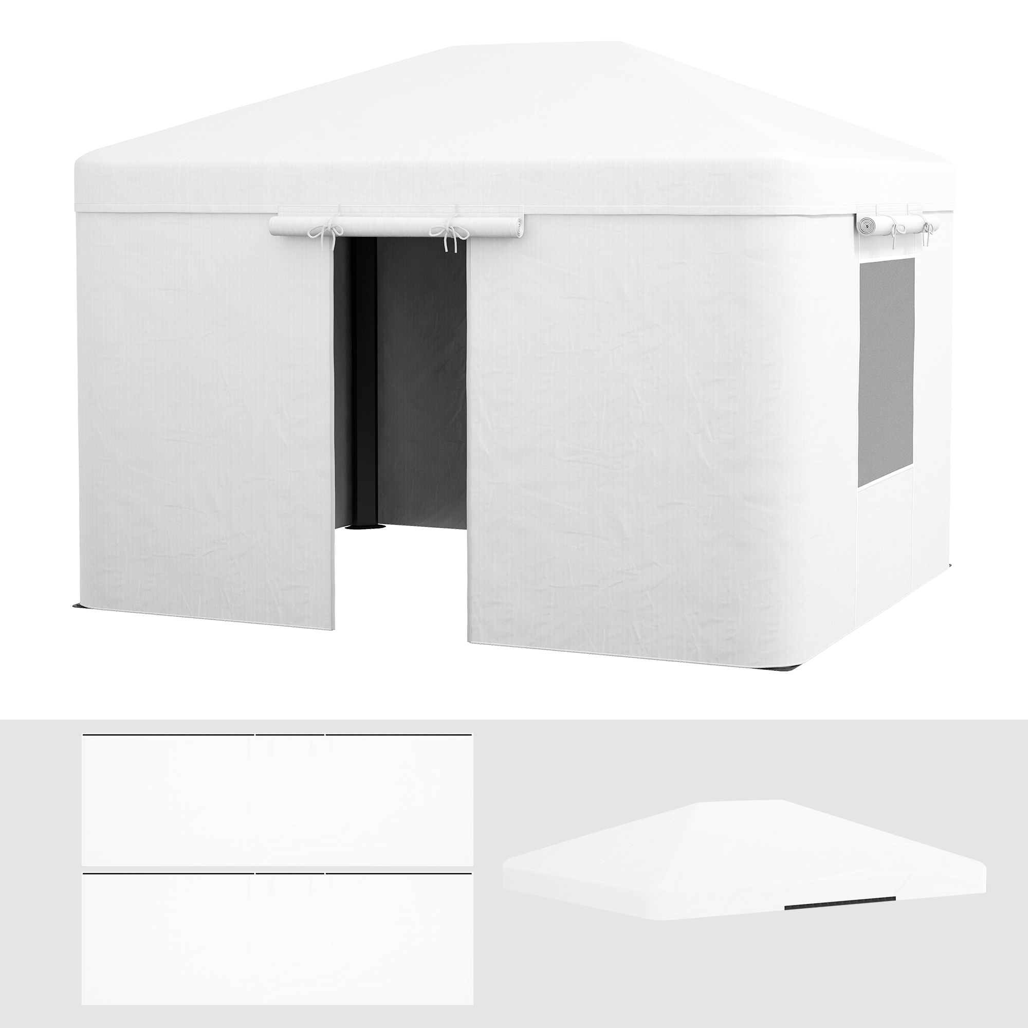 Outsunny Ersatzdach-Set für Pavillon, wasserdicht mit 2 Seitenwänden, ideal für Gartenpavillon, weiß, wetterfest & langlebig Aosom.de