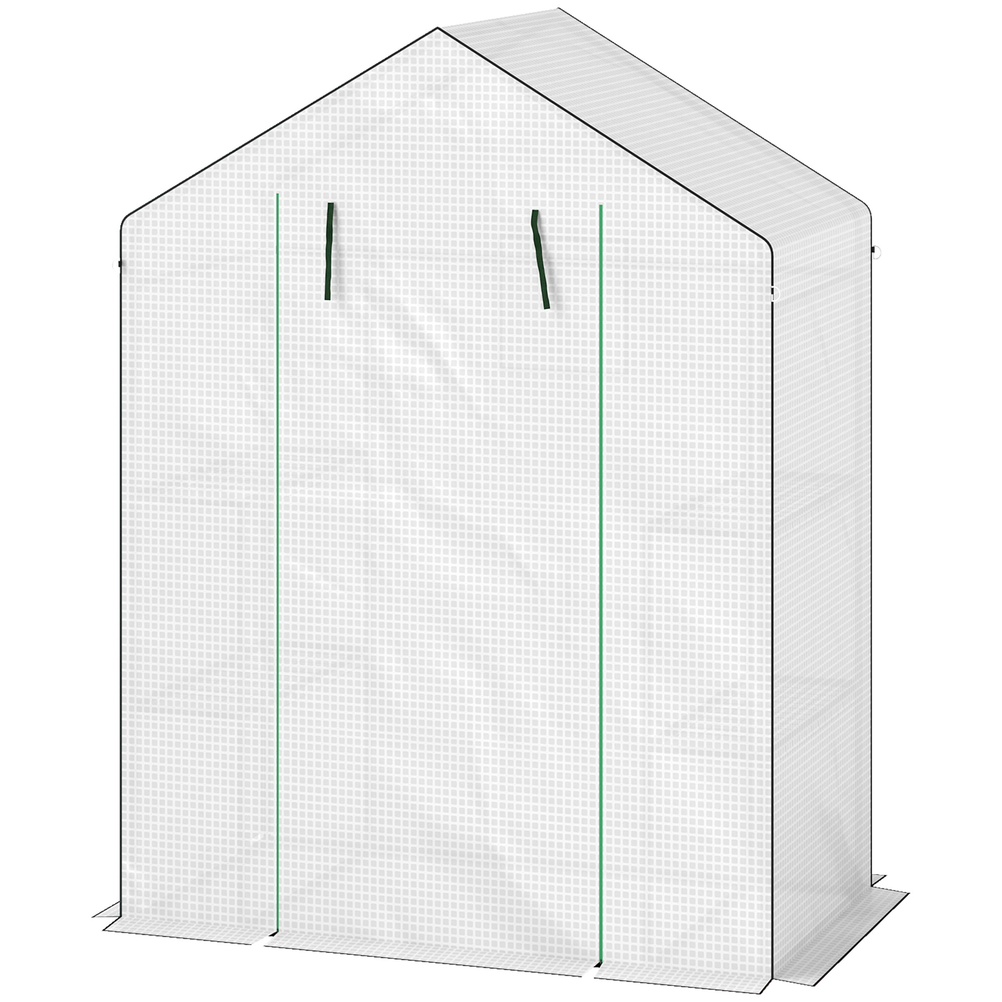 Outsunny Gewächshaus mit Rolltür, Fenster, Regale, winterfest Foliengewächshaus aus Stahl, Treibhaus für Balkon, Garten, Tomatenhaus 143 x 74 x 190 cm, Tomatengewächshaus für Tomaten, Gemüse, Weiß   Aosom
