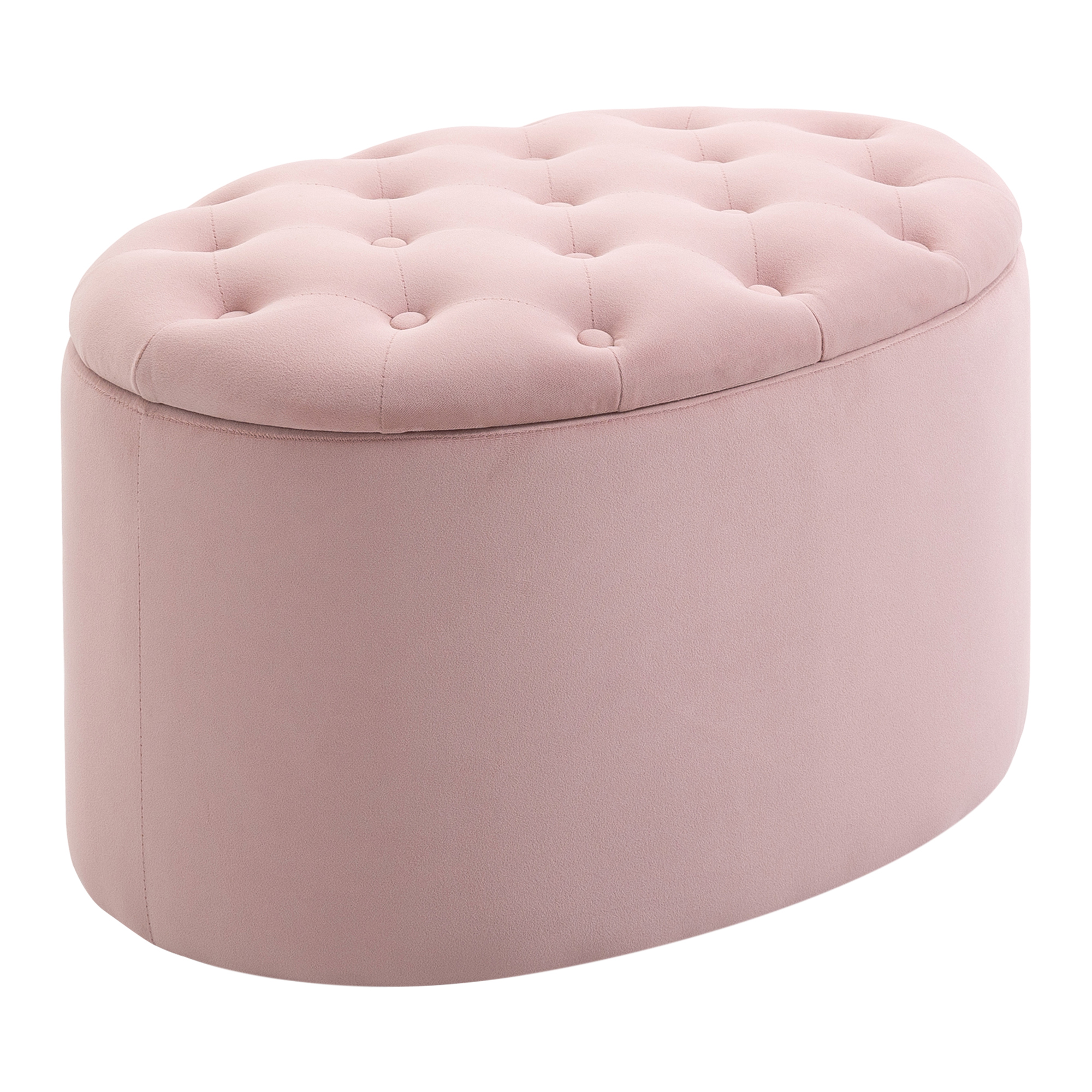 HOMCOM Sitzbank Rosa Polsterbank mit Stauraum 71x52x42cm aus samtartigem Polyester und Gummiholz ovale Form für Wohnzimmer   Aosom.de