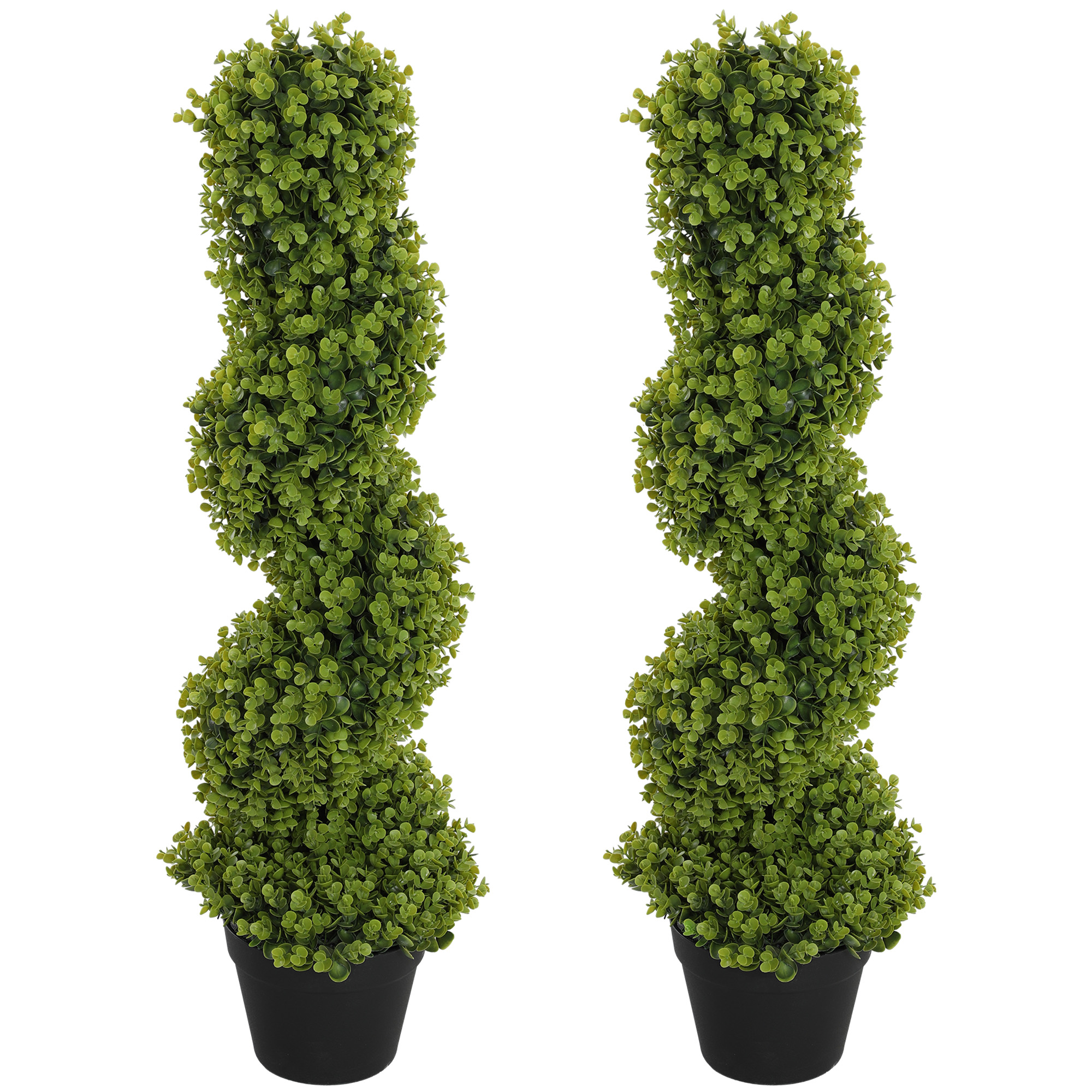 HOMCOM 2er-Set Künstlicher Spiral-Eukalyptus, 90 cm Zimmerpflanze, Kunstpflanze, große Dekorative Pflanzen im Topf für Zuhause, Büro, Flur, Garten, Grün Aosom