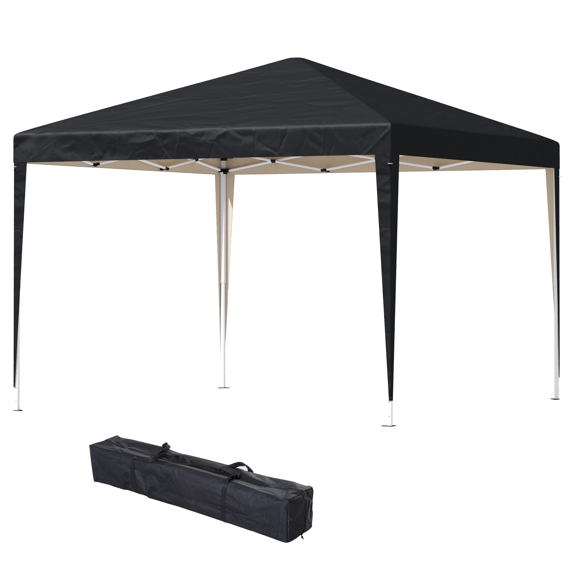 Outsunny Pavillon ca. 3x3m, wasserabweisend Stabil Winterfest Pop-up Faltpavillon, UV Schutz, Faltbar Partyzelt Gartenzelt mit Tasche, Gartenpavillon für Camping Garten, Schwarz   Aosom