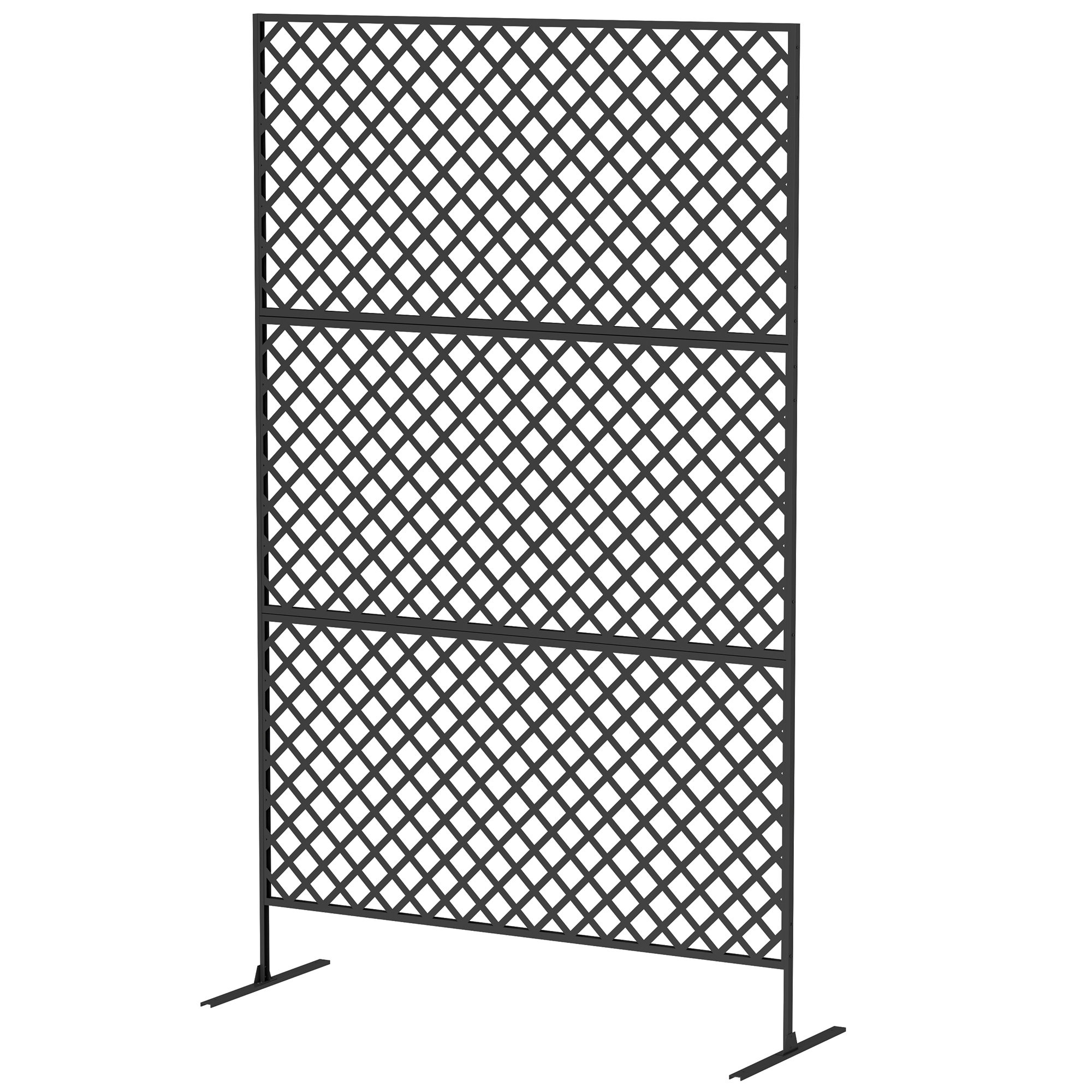 Outsunny Raumteiler 3-teilig 122 x 198 cm Freistehend Paravent in Gitter, Trennwand 3-TLG Sichtschutz aus Stahl, Outdoor Raumtrenner Sichtschutzwand Stellwand für Garten, Balkon, Terrasse, Schwarz   Aosom