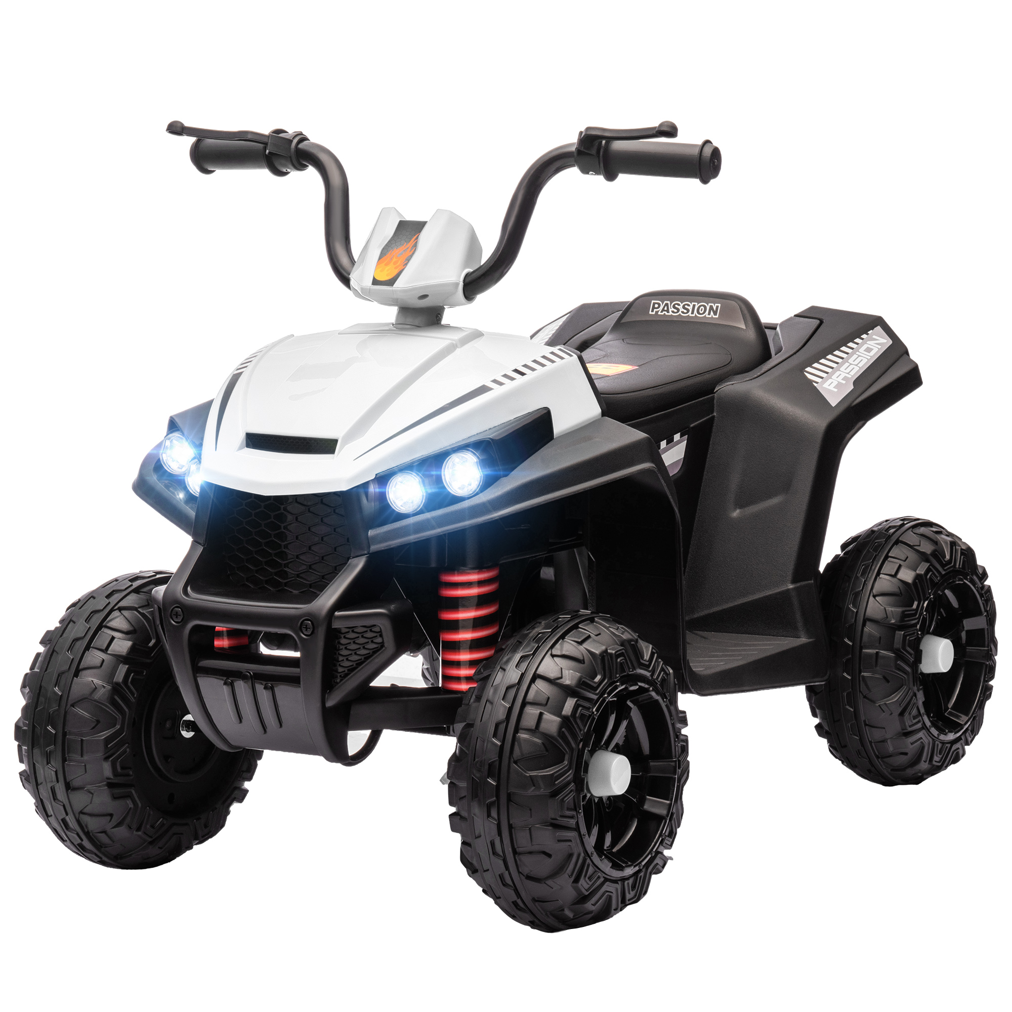 AIYAPLAY Elektro Quad für Kinder 12V Kinderquad mit 4-Rad-Federung, MP3-Musikplayer, Kinderfahrzeug mit Scheinwerfer, Vorwärts- und Rückwärtsgang, für 3-5 Jahre Kinder, 5 km/h, Metall, Weiß   Aosom