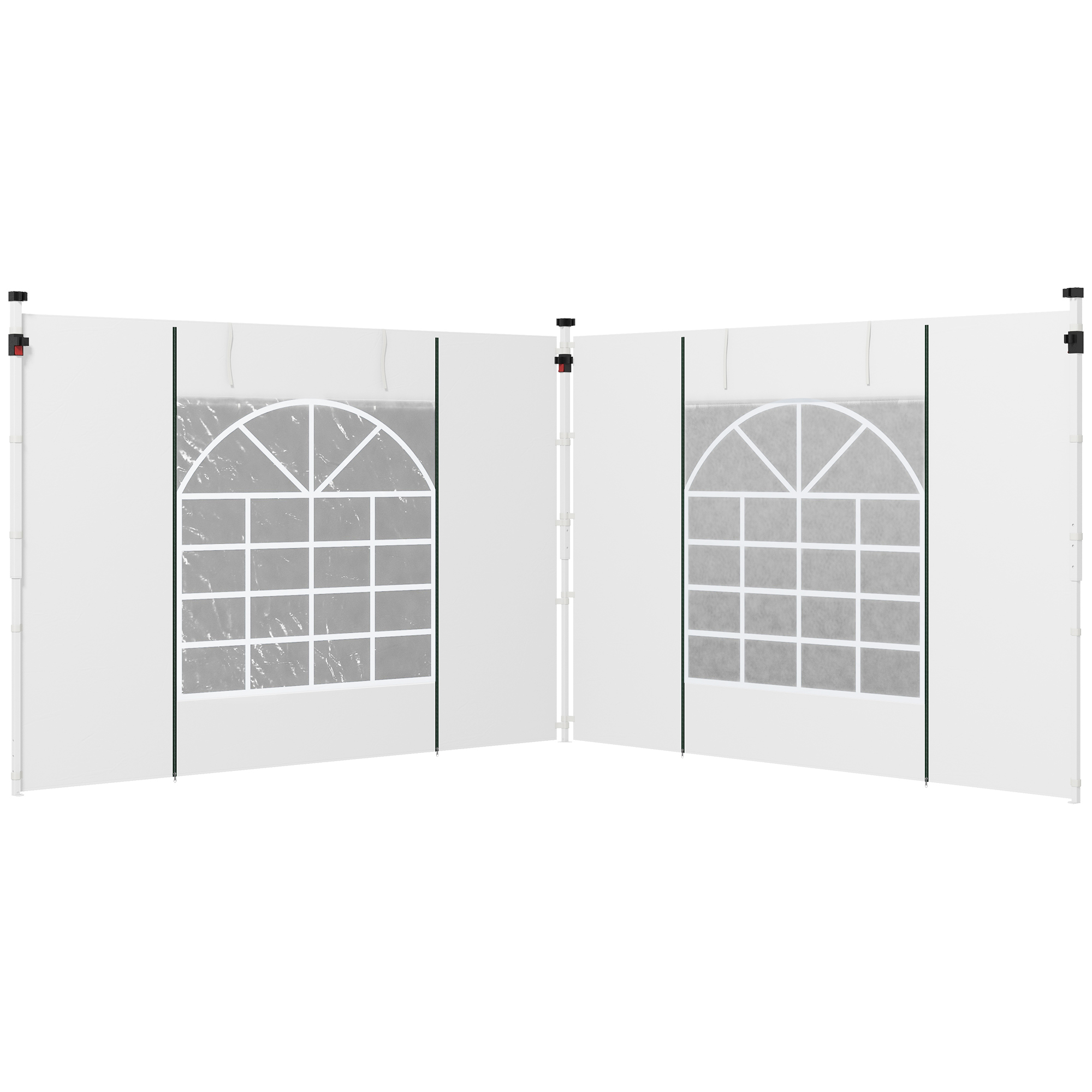 Outsunny Pavillon Seitenteile 2er Set  Seitenwände mit Fenster & Tür für 3x3/3x6 m Partyzelt, Oxford, Weiß  Aosom