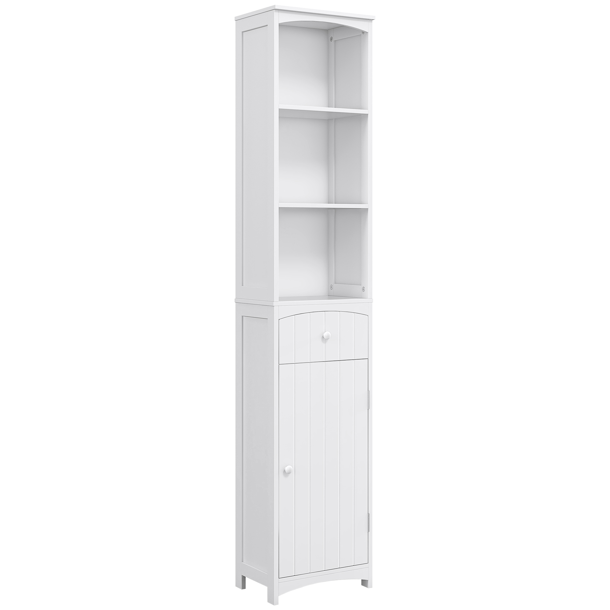 HOMCOM Badezimmerschrank Hochschrank Badregal 34x24x170cm, MDF in Weiß, elegantes Design für Ihr Badezimmer   Aosom.de