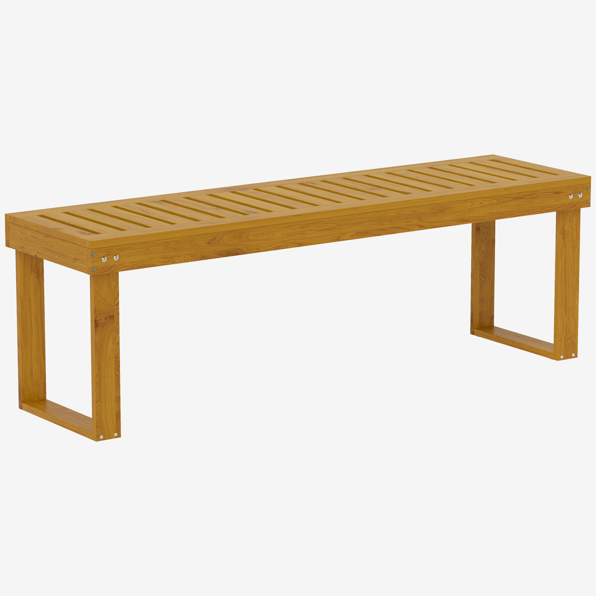 Outsunny 2-Sitzer Gartenbank, wetterfest Sitzbank aus Holz, 300kg Belastbar Parkbank mit Latten-Sitz, Gartenmöbel, Balkonbank für Garten, Balkon, Terrasse Park, Hof, Veranda 128 x 51 x 73 cm, Teak   Aosom
