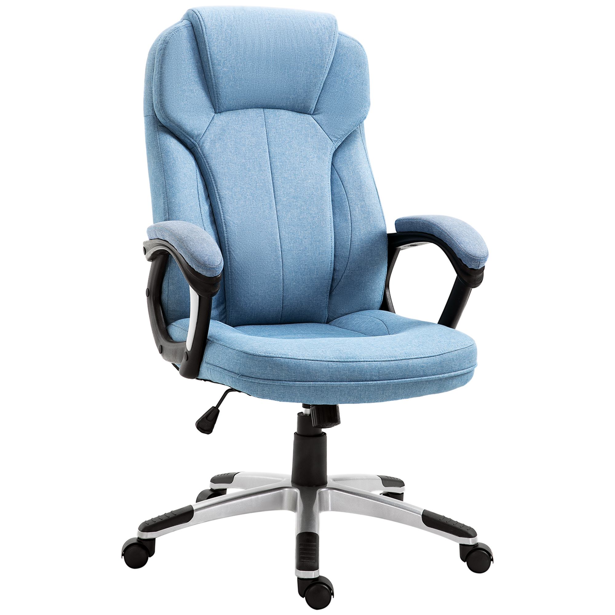 Vinsetto Chefsessel Bürostuhl ergonomischer Schreibtischstuhl höhenverstellbar Hellblau Leinen 66x75x110-120cm für komfortables Arbeiten Aosom.de