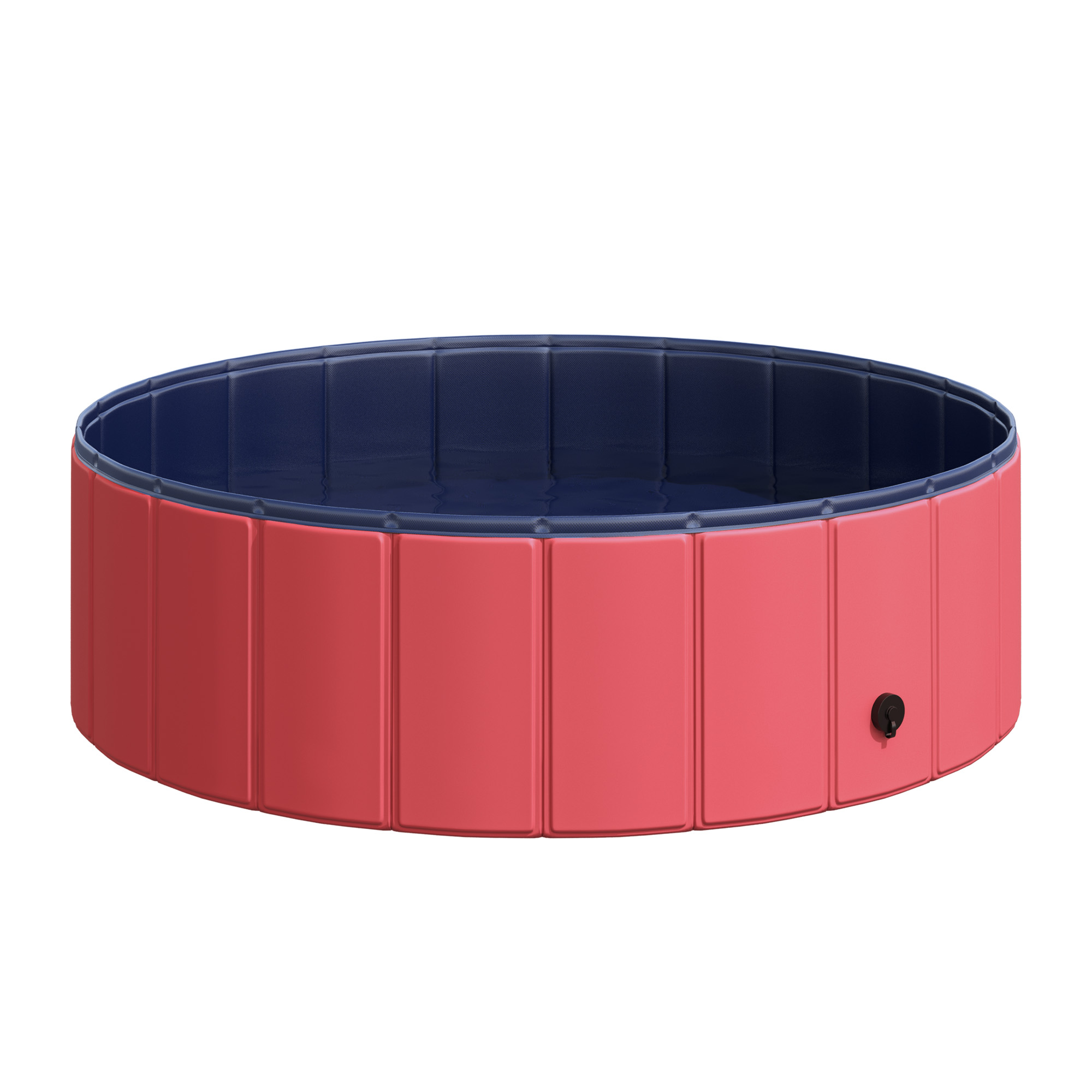 PawHut Hundepool Planschbecken für Hunde Ø100xH30 cm aus PVC und Holz, rot, ideal für Sommererfrischung und Spielspaß Aosom.de