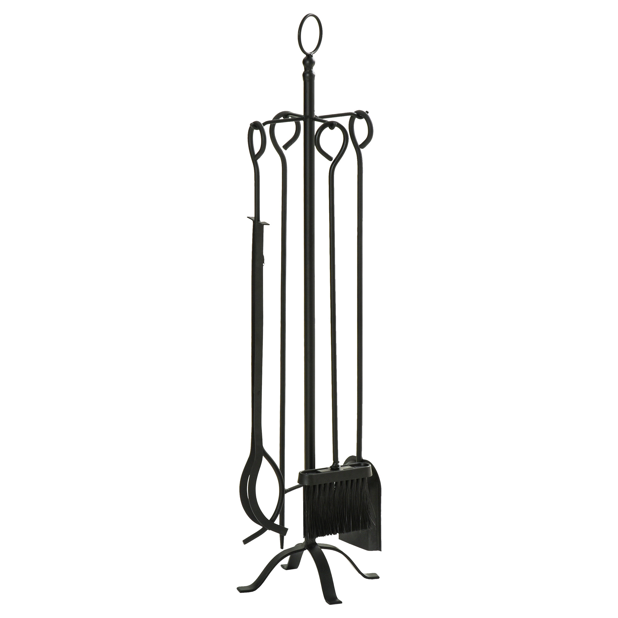 Outsunny 5-teiliges Kamingarnitur Set, Kaminbesteck aus Metall in Schwarz, ideales Kamin Zubehör für Kaminofen & Innenräume Aosom.de
