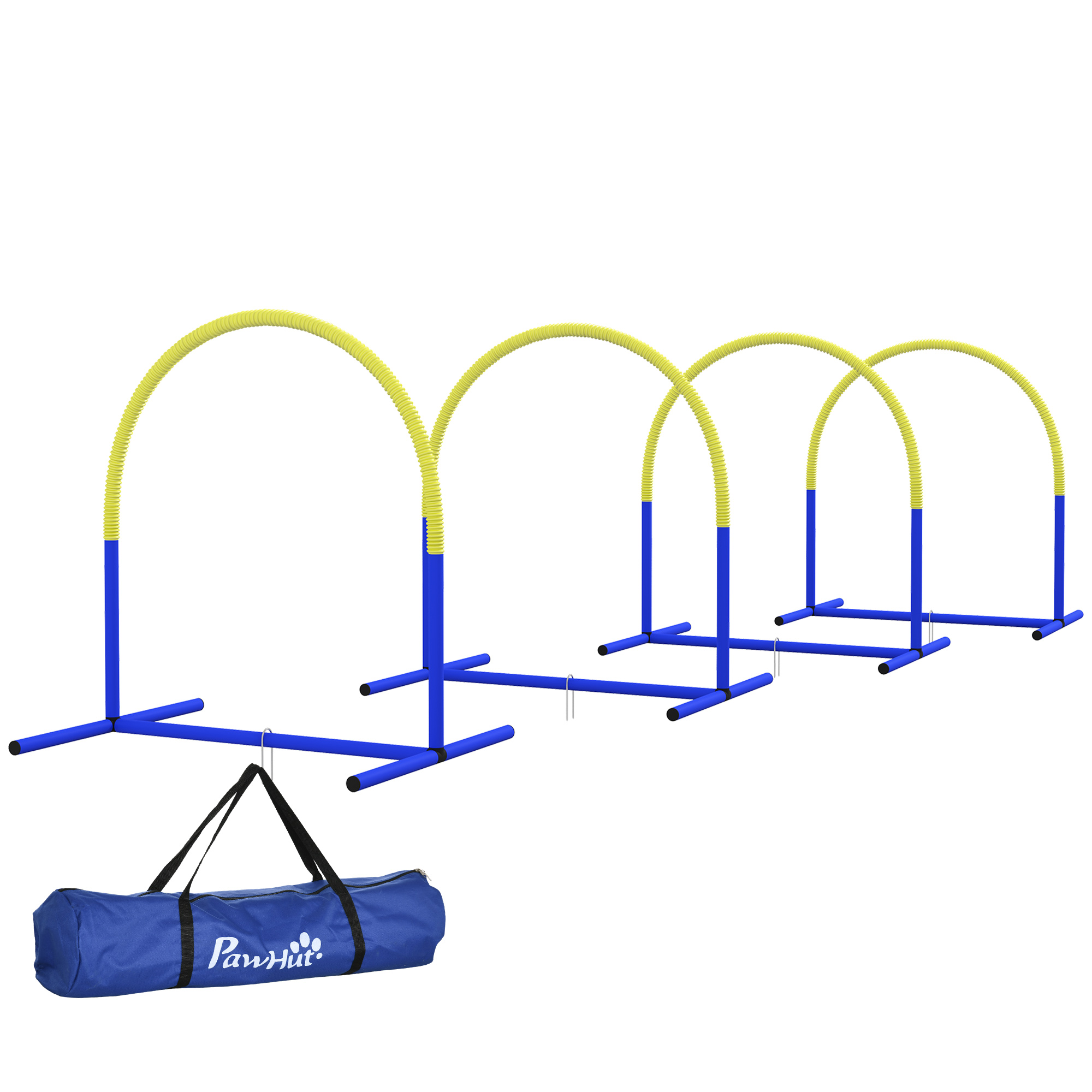 PawHut Agility-Set für Hunde 4-teilig, 88 x 64 x 95 cm, mit Tragetasche, tragbar, ideal für junge & ältere Hunde, PE & ABS, Gelb   Aosom.de